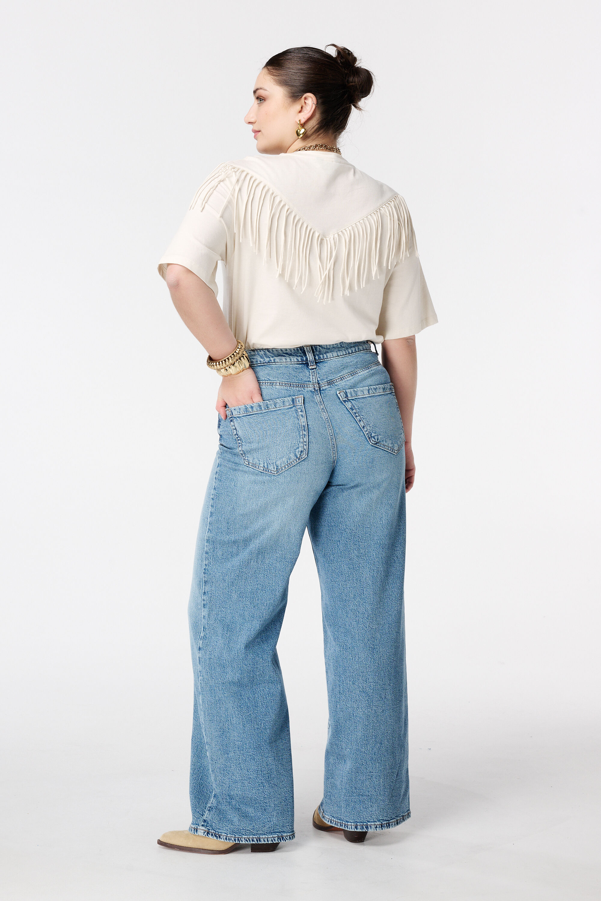 Jeans mit weitem Bein und hoher Taille image number 3