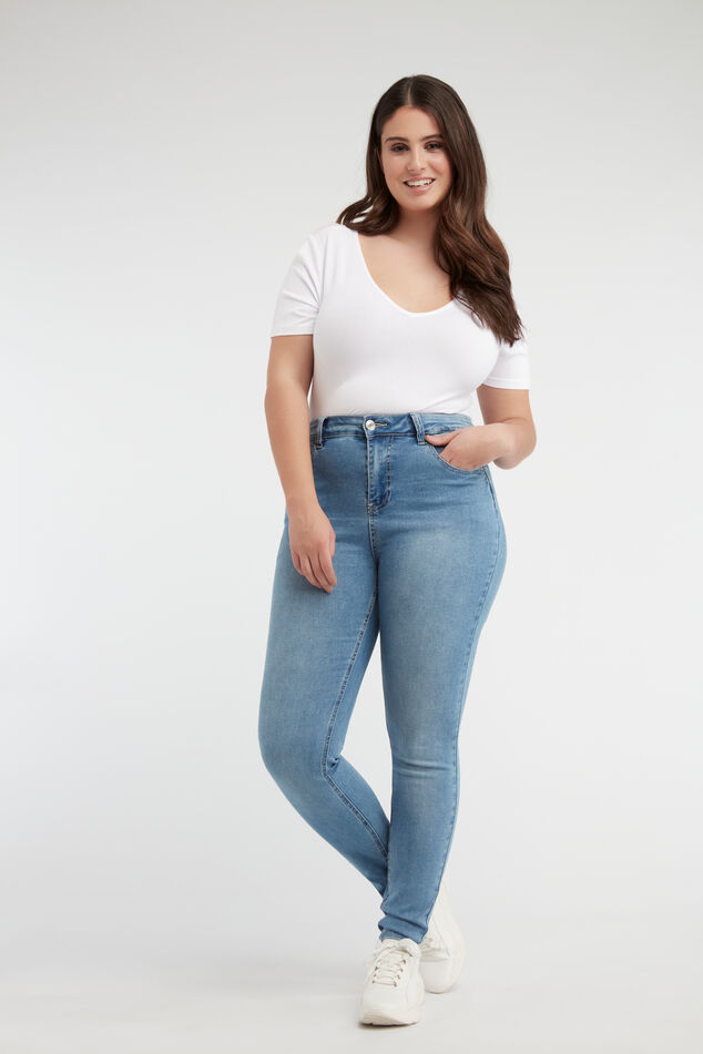 Skinny-Leg-Jeans CHERRY mit hohem Bund image number 0