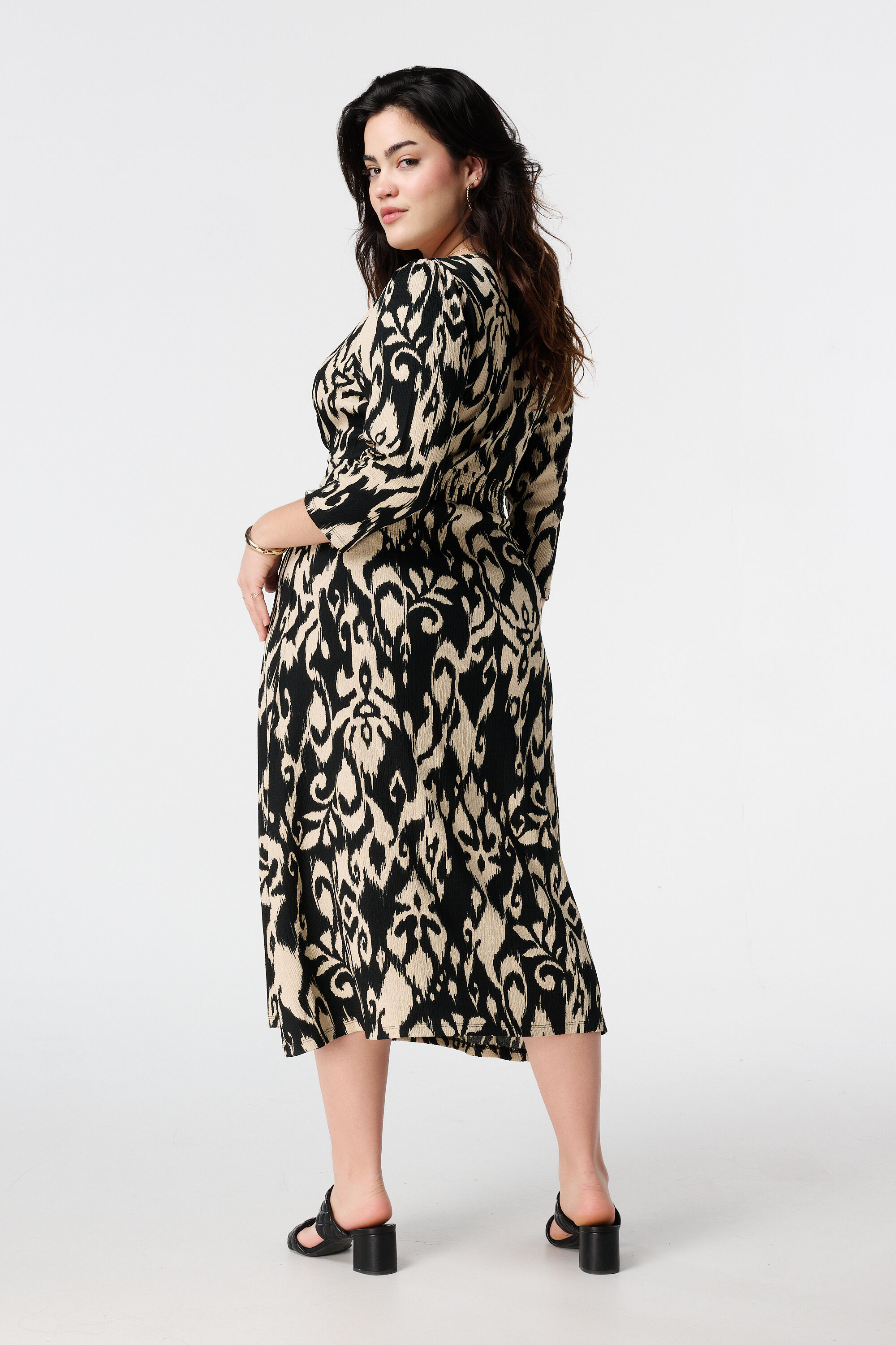 Midikleid mit Struktur und Print image number 3