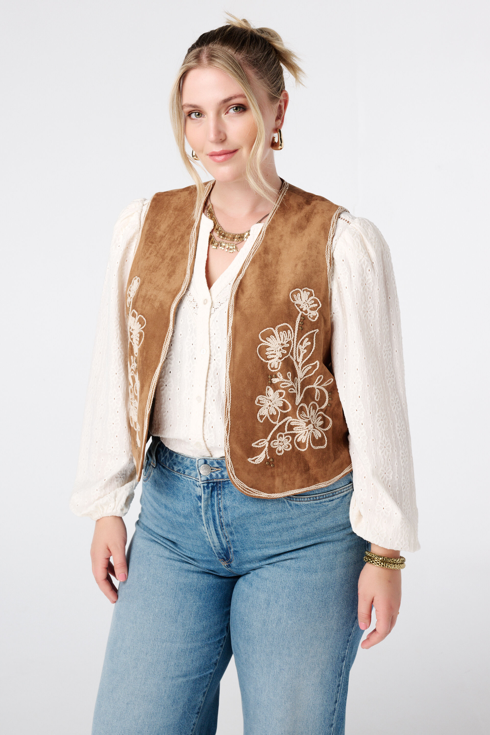 Gilet aus Velours mit Stickerei