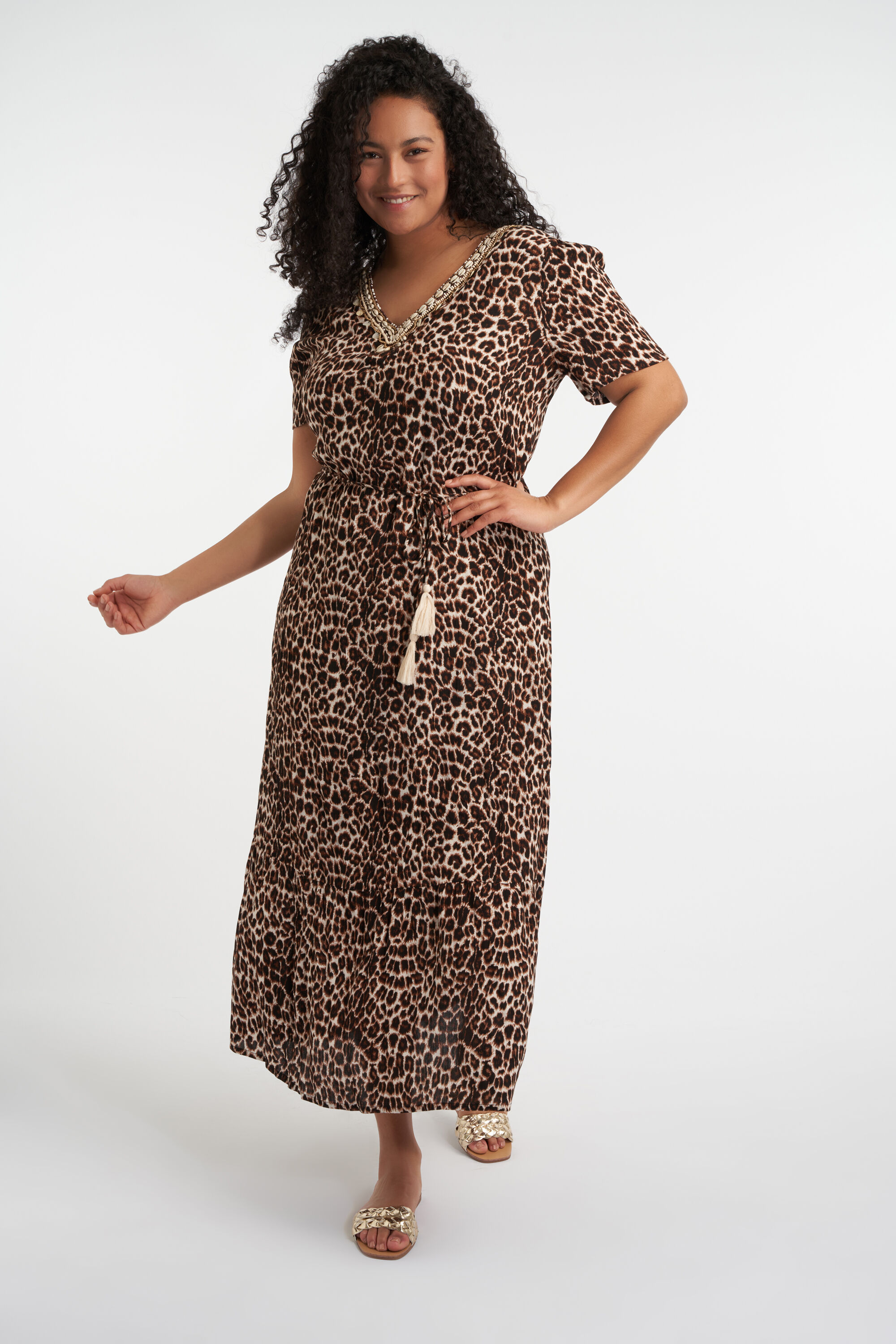 Langes Kleid mit Leopard-Print image number 6