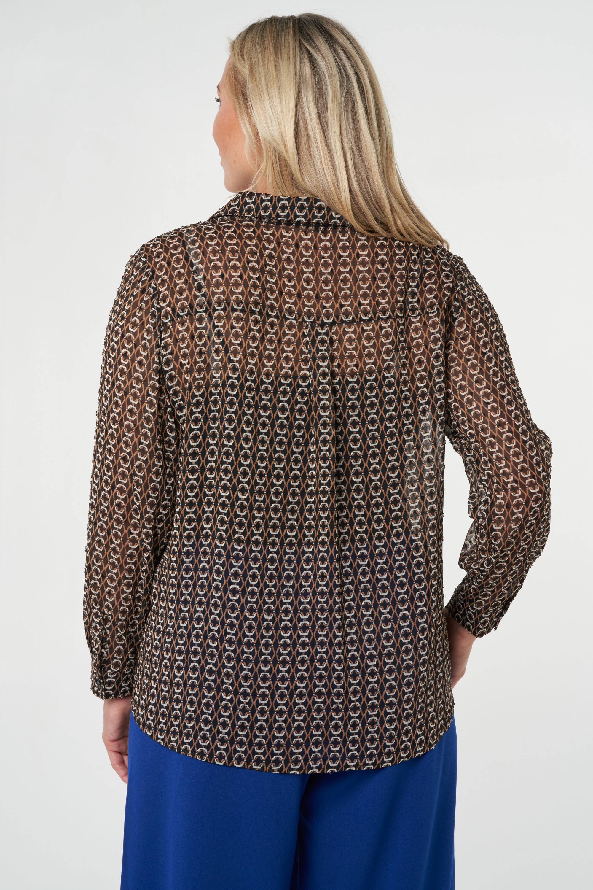 Durchsichtige Bluse mit Grafik-Print image number 3