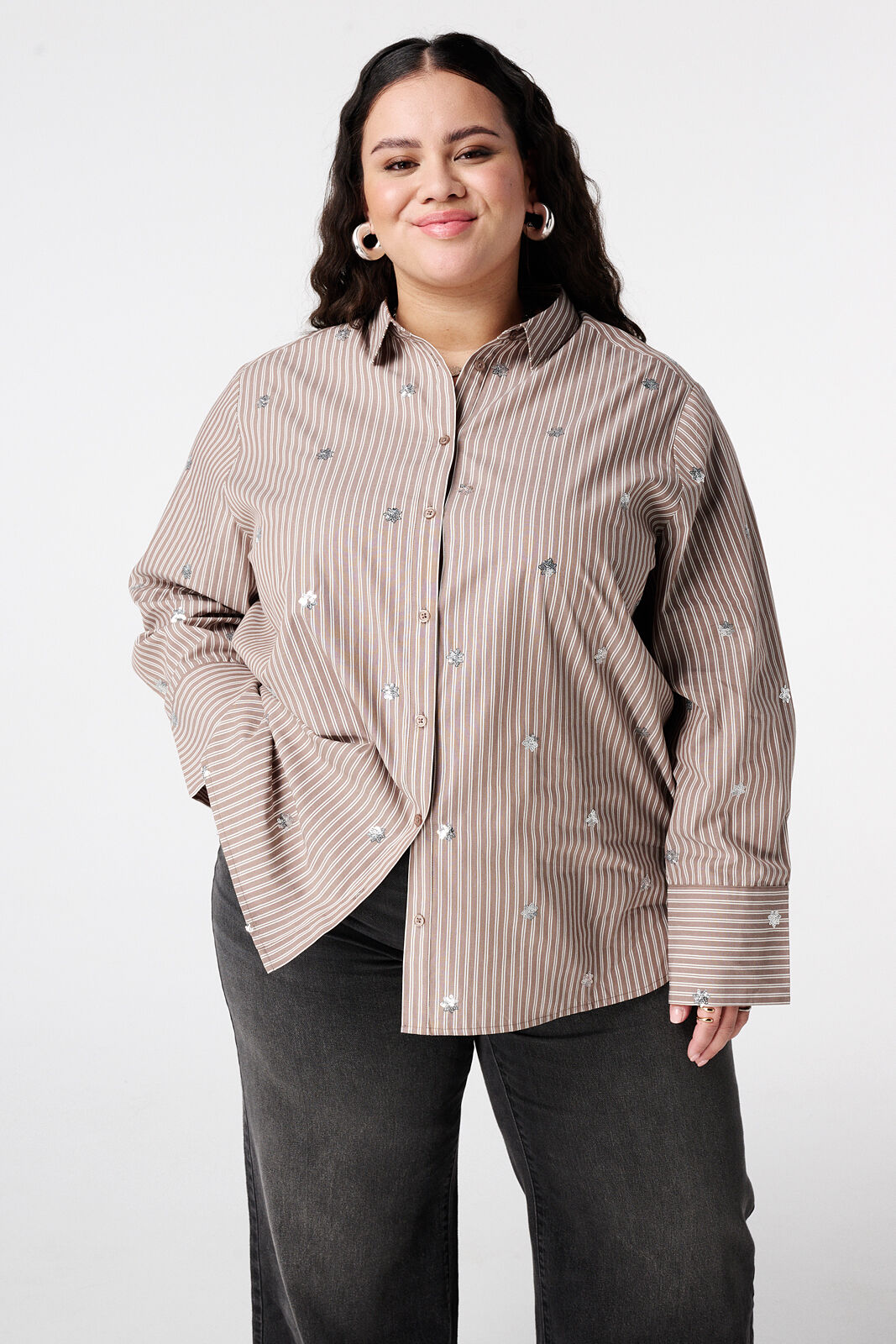 Gestreifte Bluse mit Pailletten