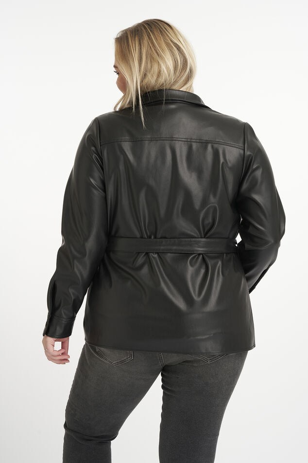Kunstlederjacke mit Bindegürtel image number 3