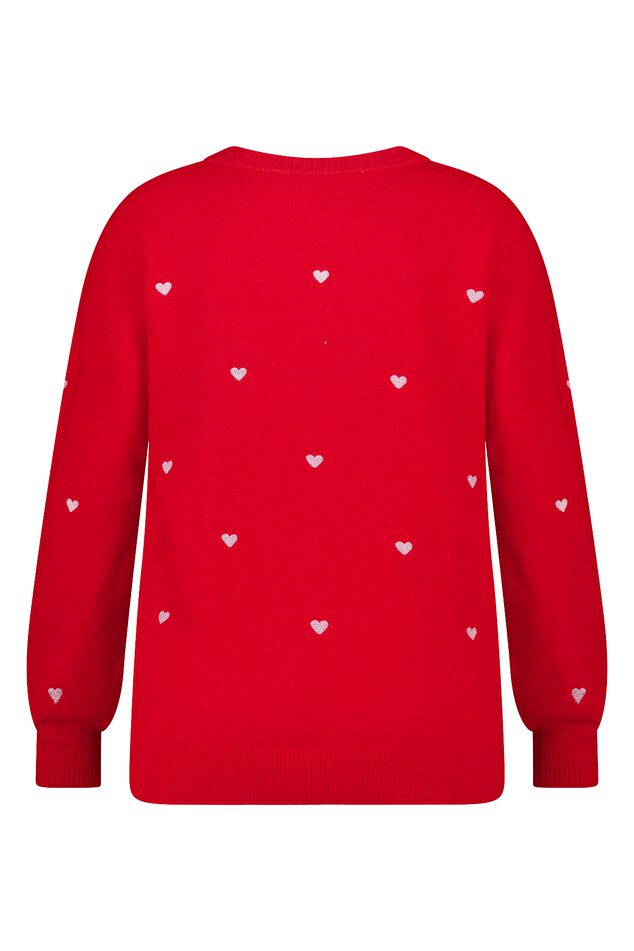 Fein gestrickter Pullover mit gestickten Herzen image number 2
