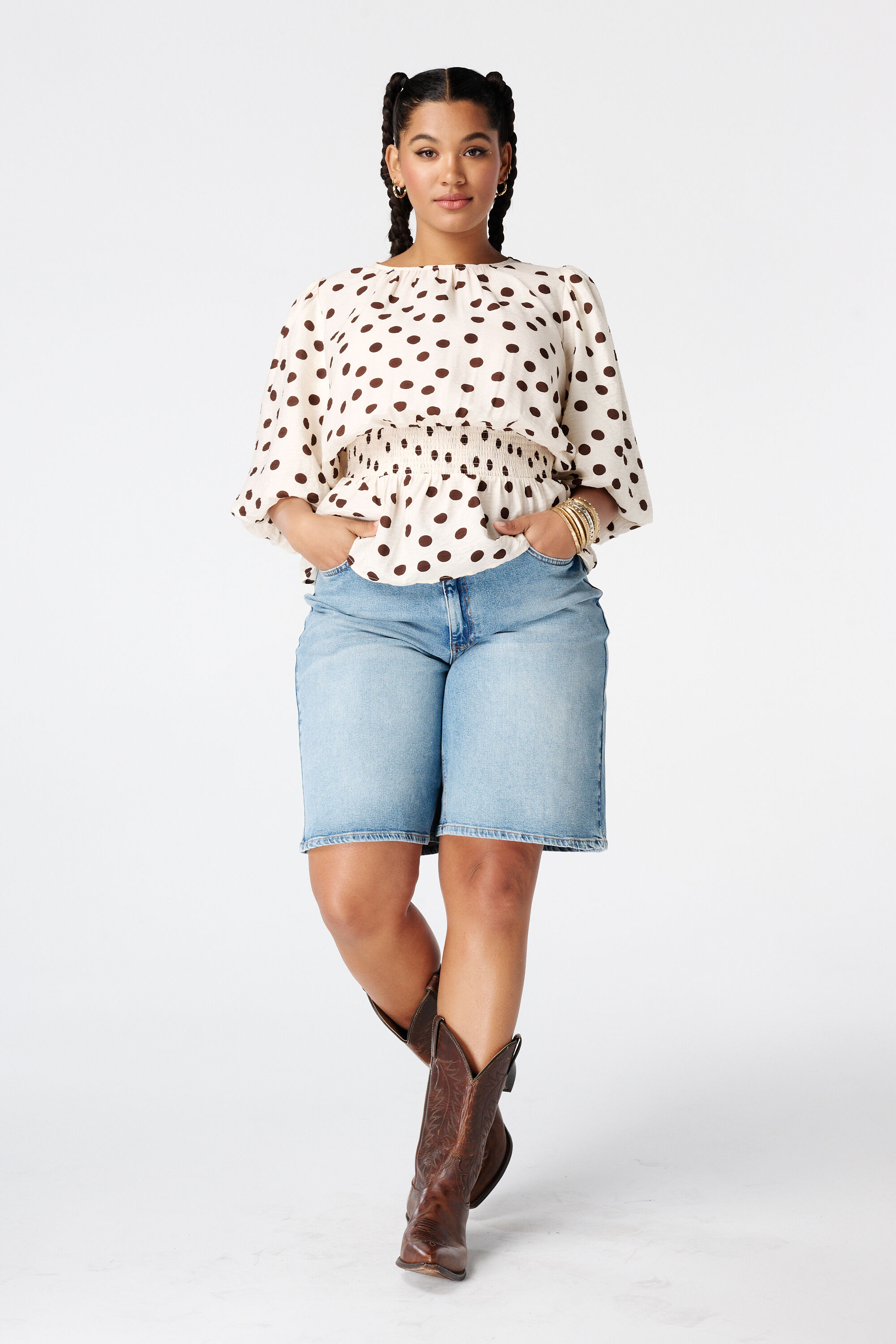 Taillierte Bluse mit Polka Dot Muster image number 5