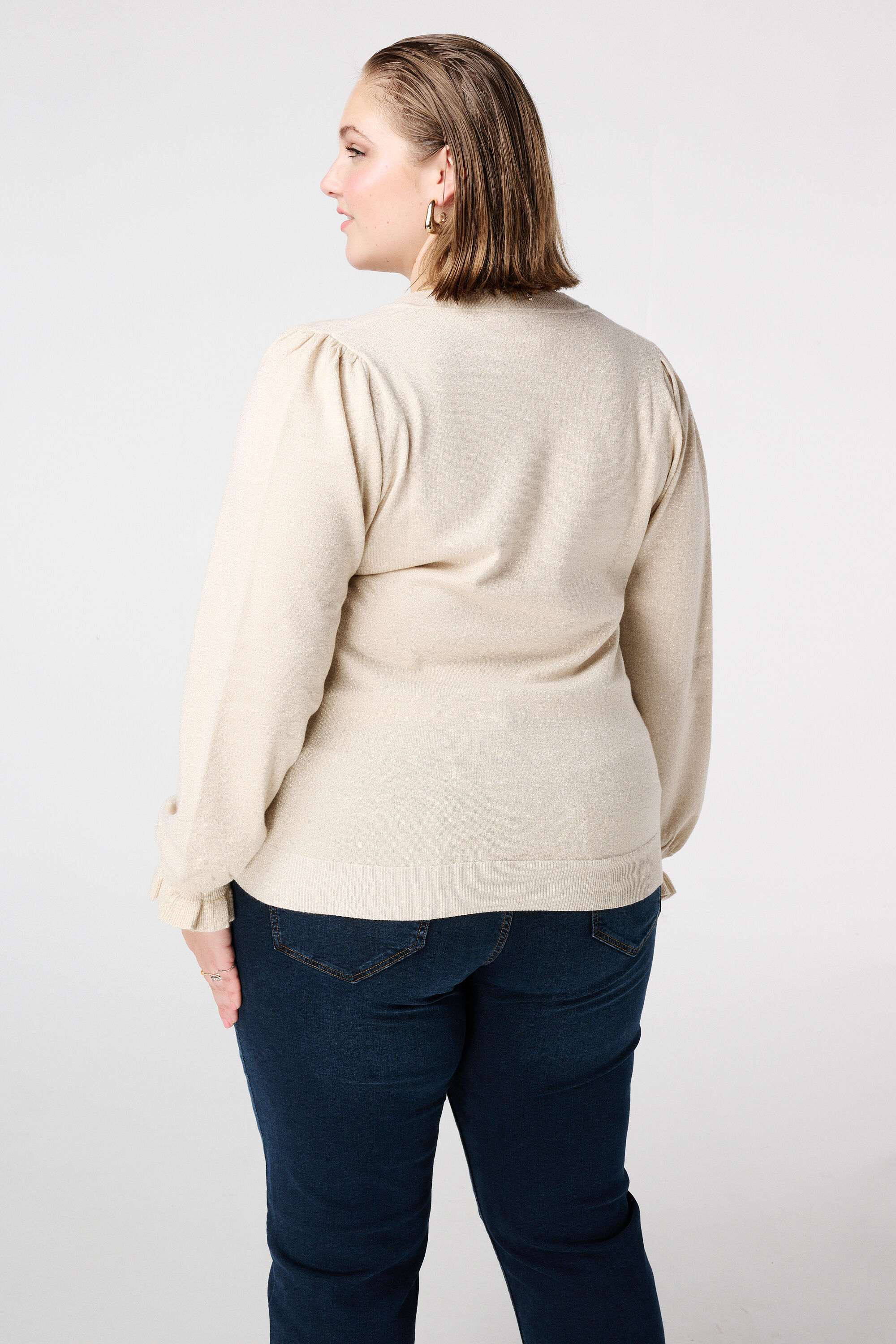 Lurex-Pullover mit R&uuml;schen&auml;rmeln image number 3