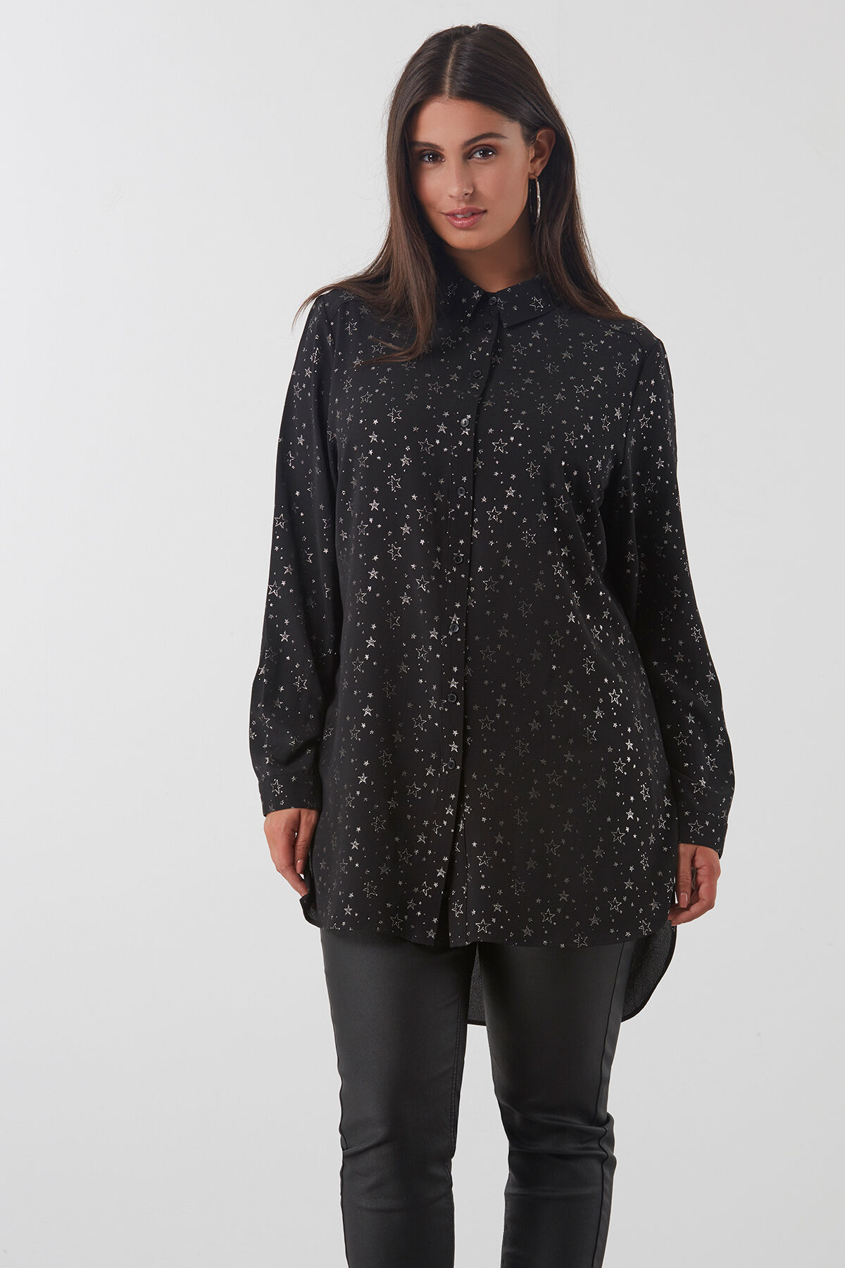 Lange Bluse mit durchgehendem Motiv    image number 0