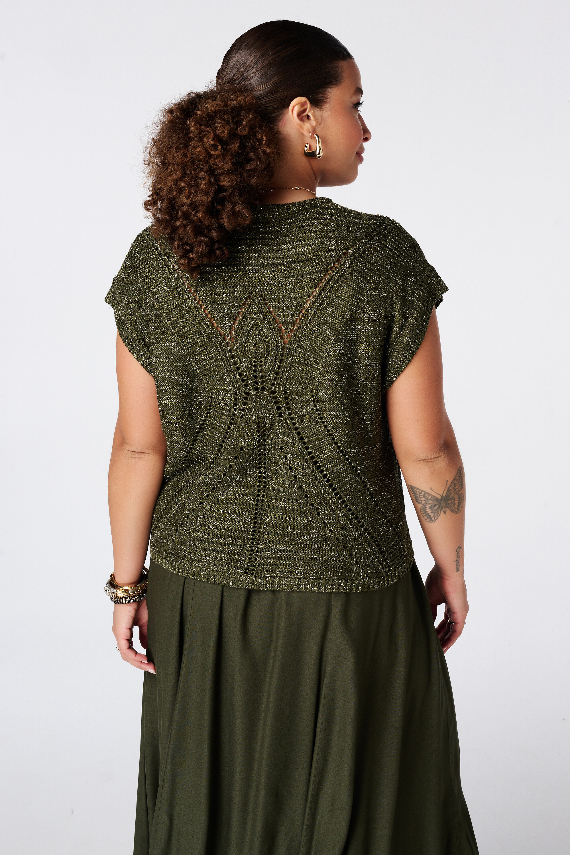 Geh&auml;kelter Pullover mit kurzen &Auml;rmeln image number 3