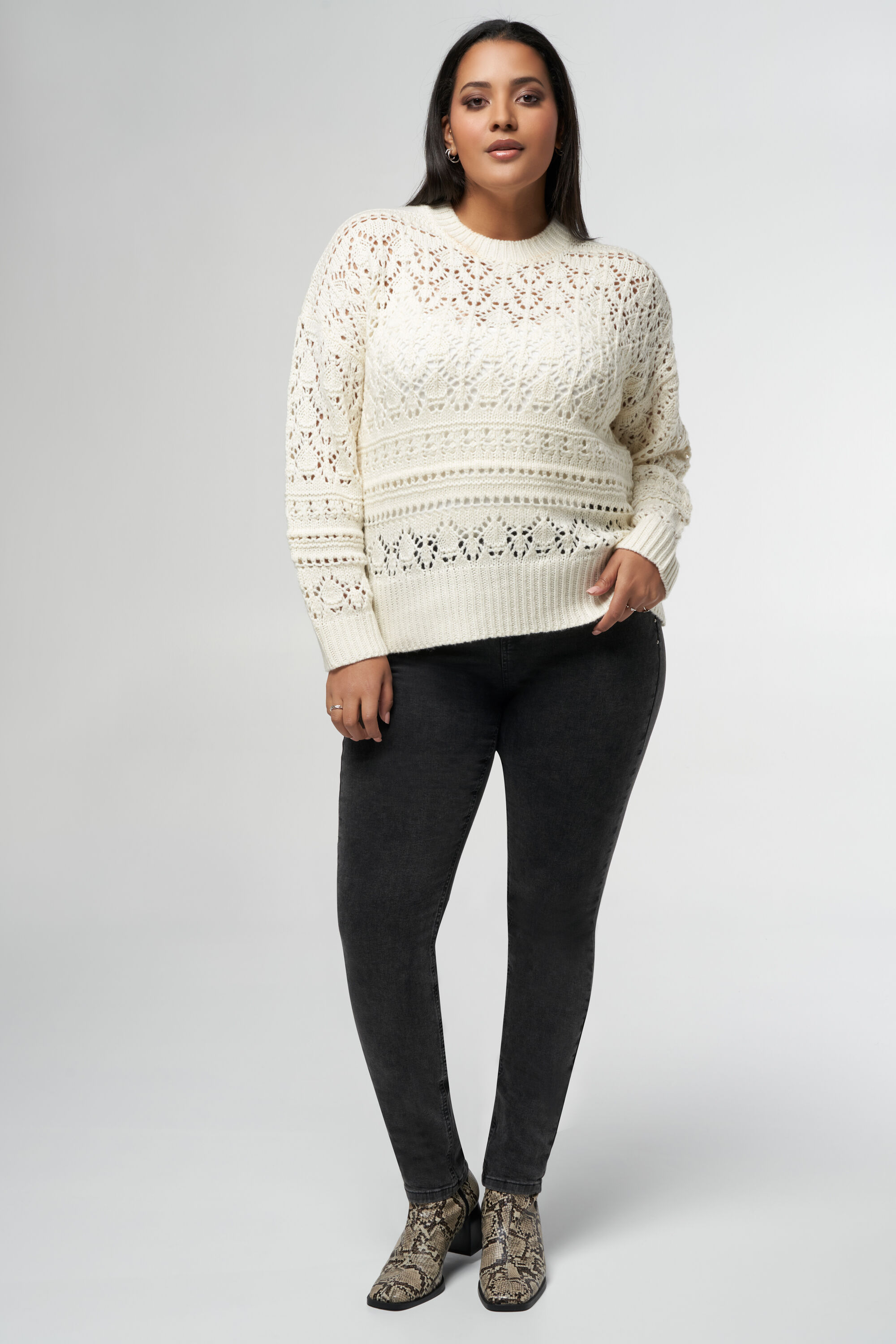 Strick-Pullover mit Ajourmuster  image number 5