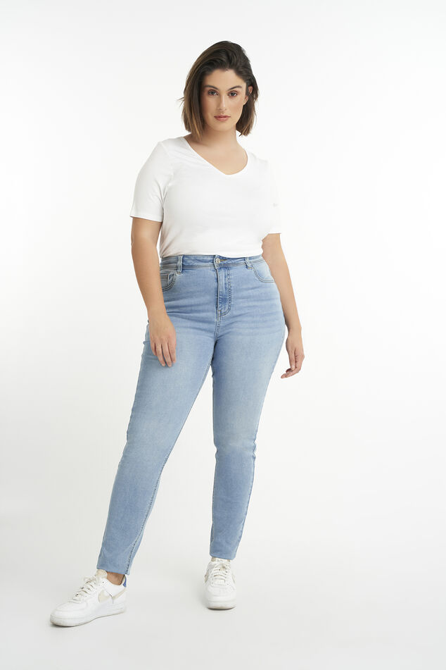 Skinny-Leg-Jeans mit hoher Taille CHERRY image number 6