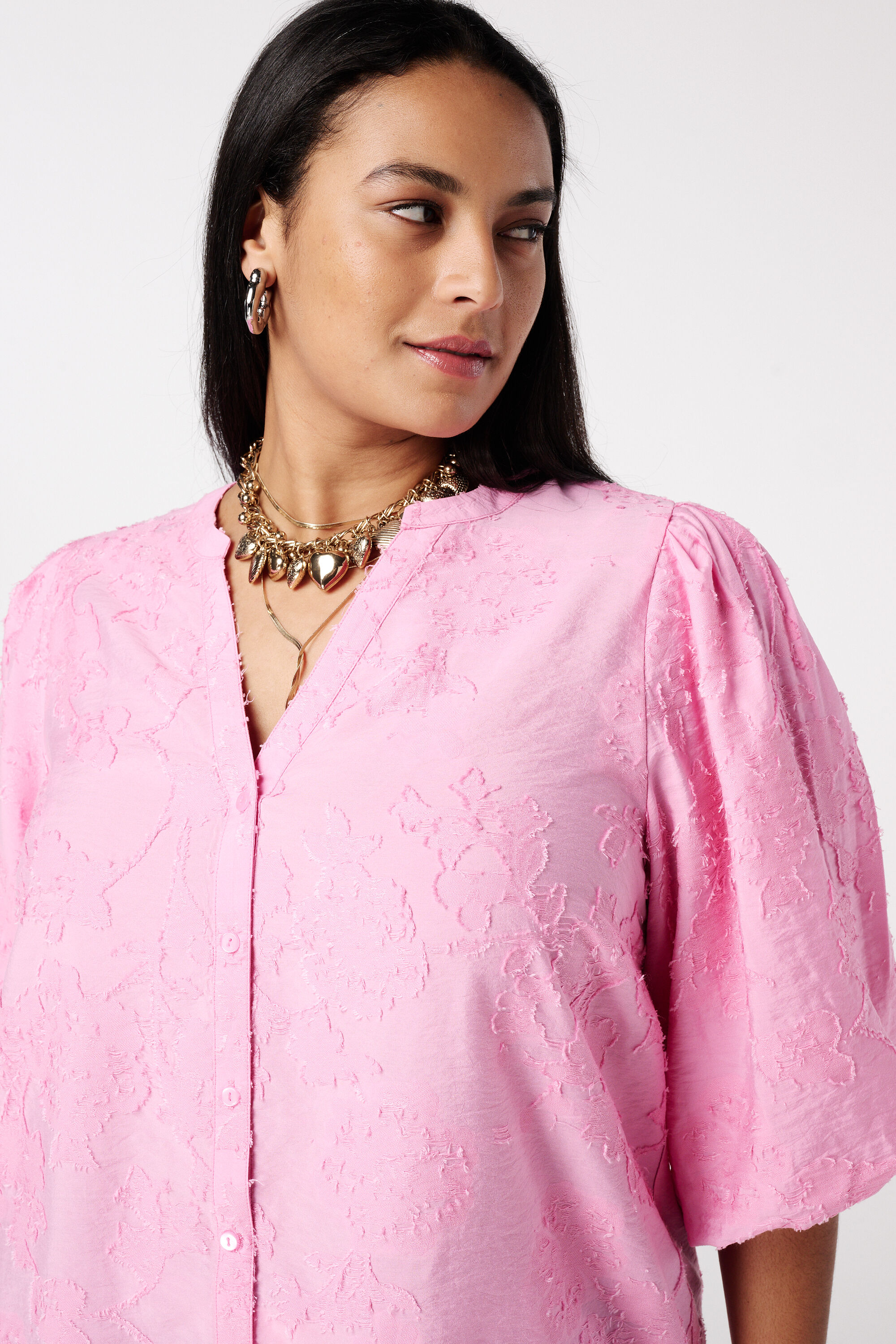 Broderie-Bluse mit Puff&auml;rmeln image number 4