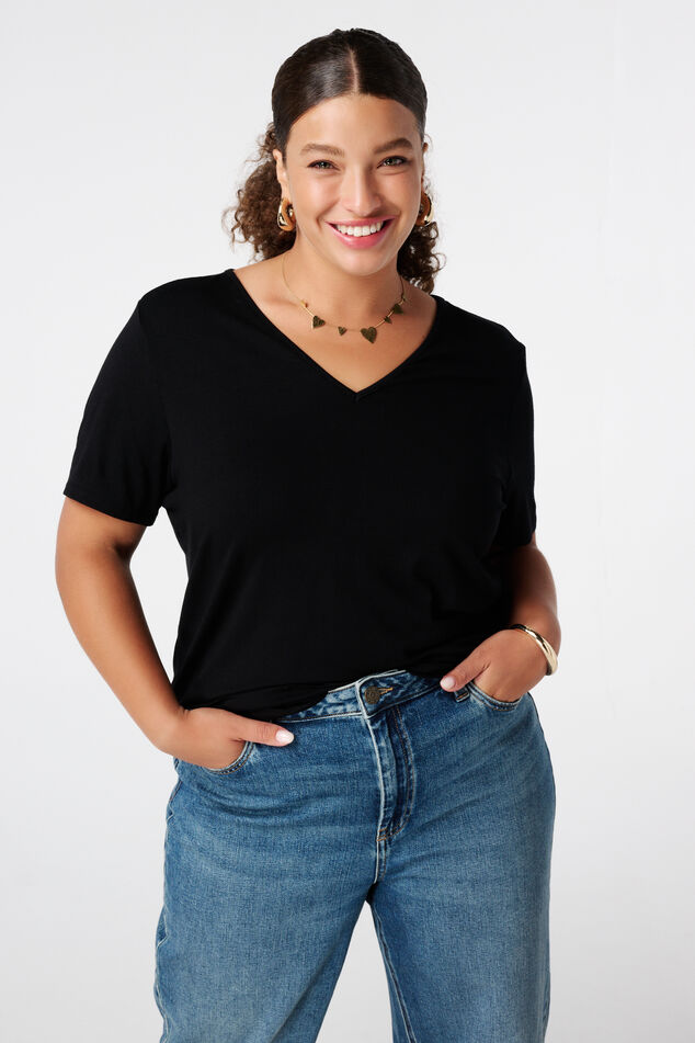 T-Shirt mit V-Ausschnitt image number 0