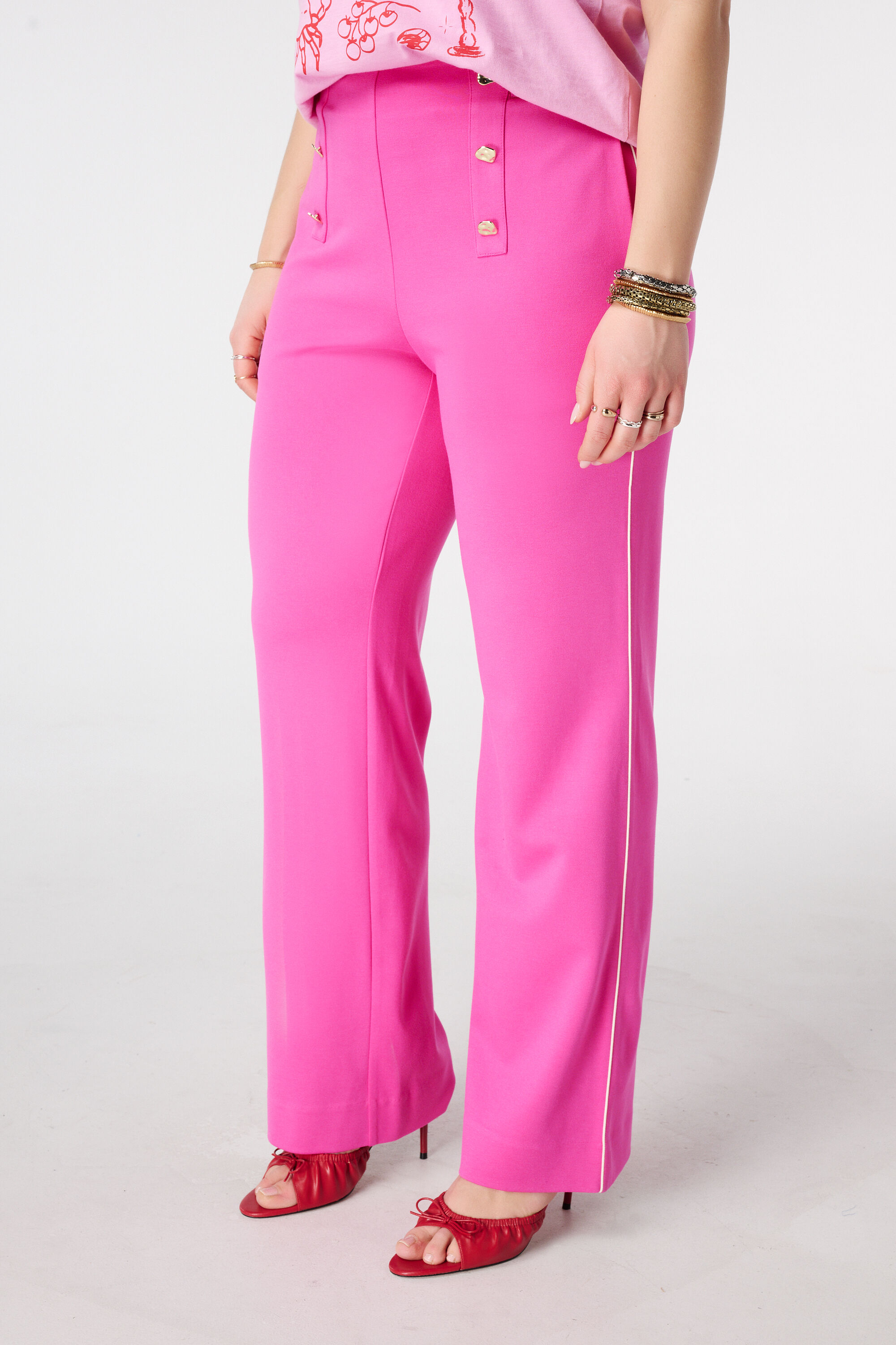 Wide Leg Hose mit Ziern&auml;hten image number 5