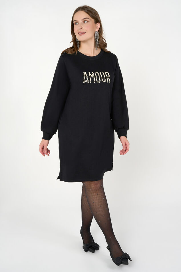 Sweatshirt-Kleid mit „Amour“ Text-Print  image number 6