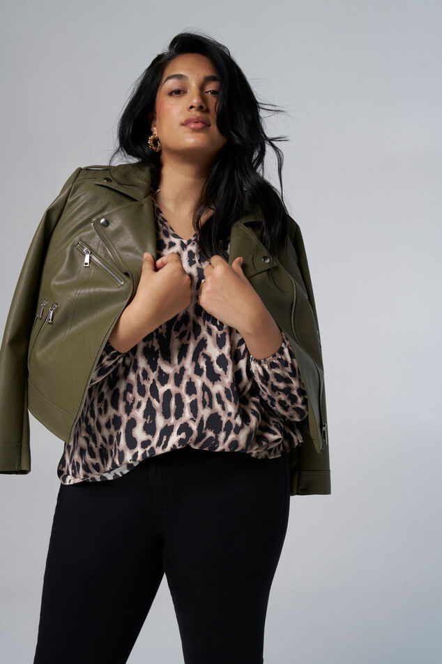 Lederlook-Jacke Jacke mit silbernen Verzierungen  image number 6