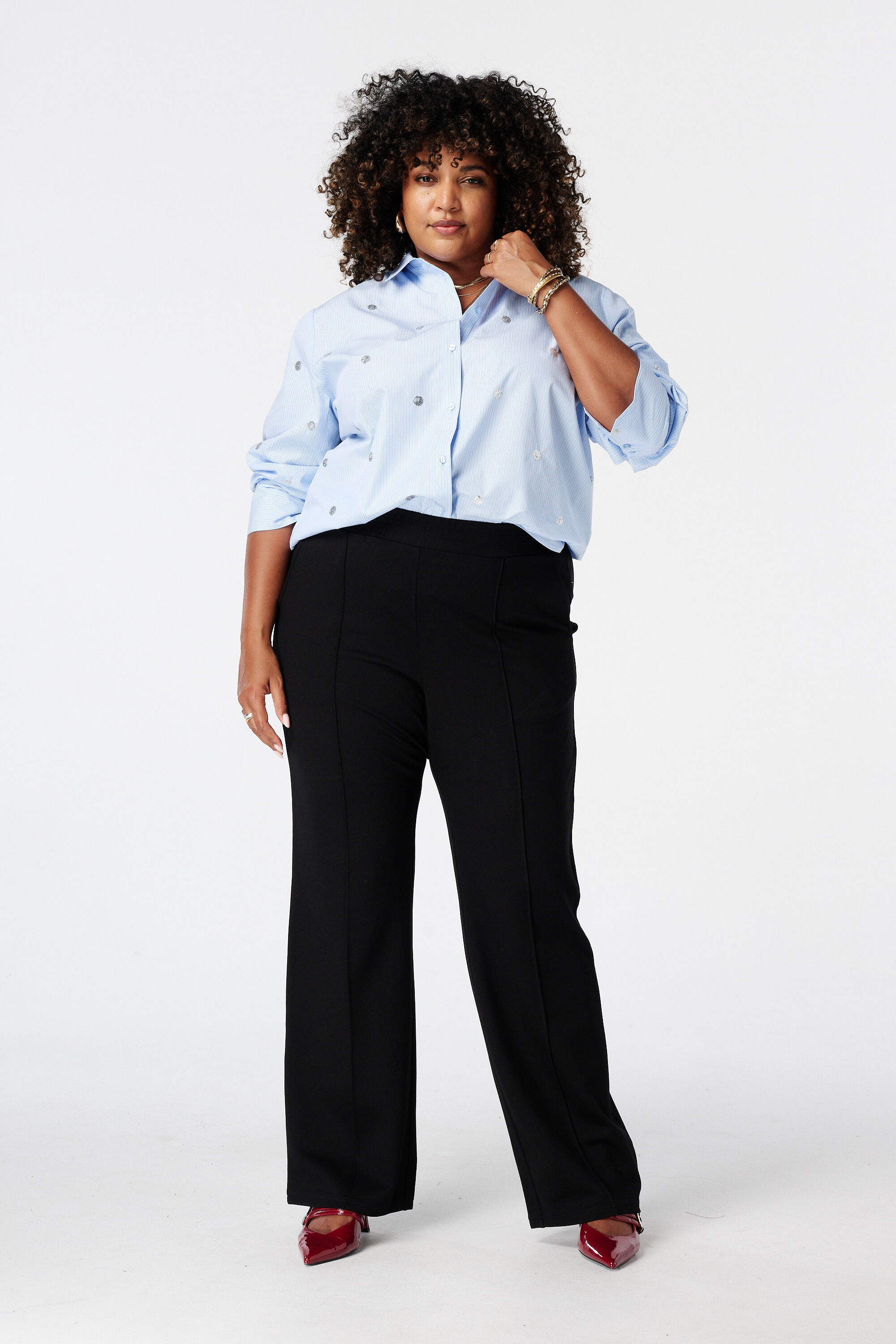 Wide Leg Stoffhose mit elastischem Bund