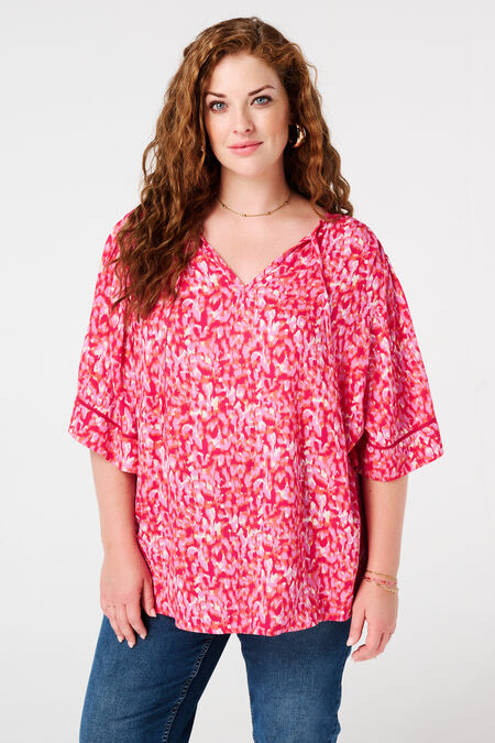 Bluse mit Druck und Schleifendetail Bluse mit Druck und Schleifendetail