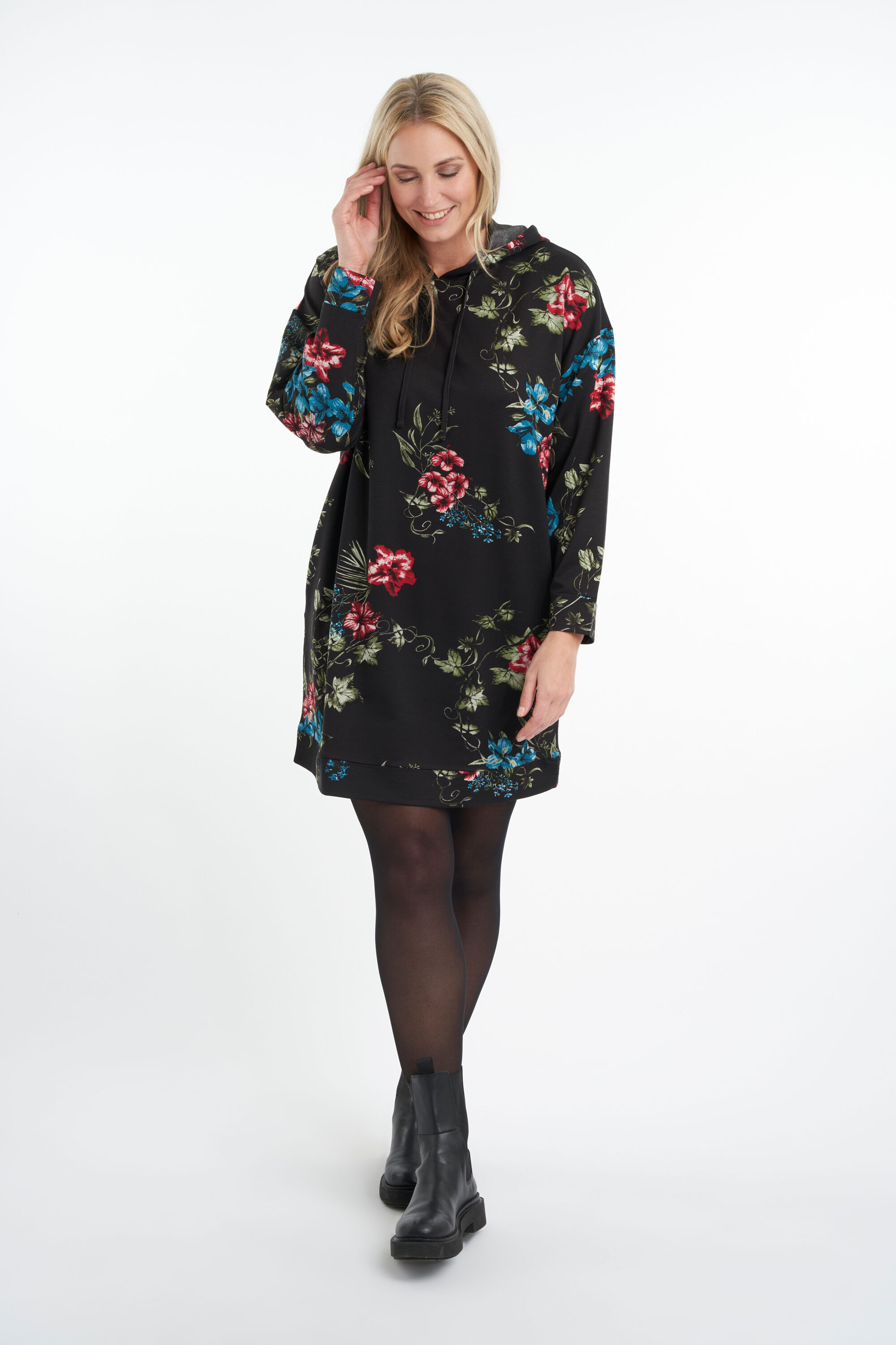 Sweatshirt-Kleid mit Blumen-Print image number 6
