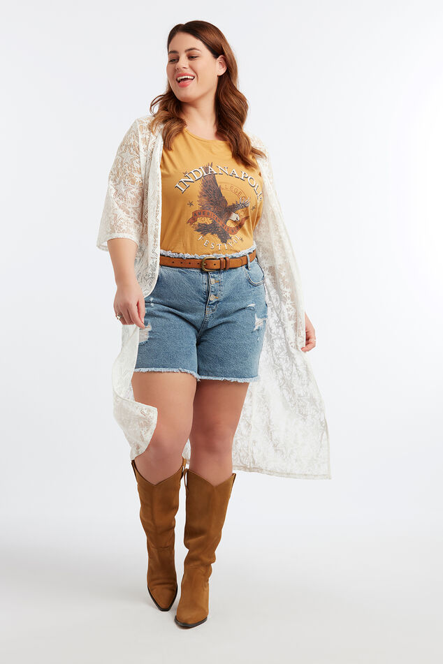 Shorts mit Knopfverschluss und Fransen image number 6