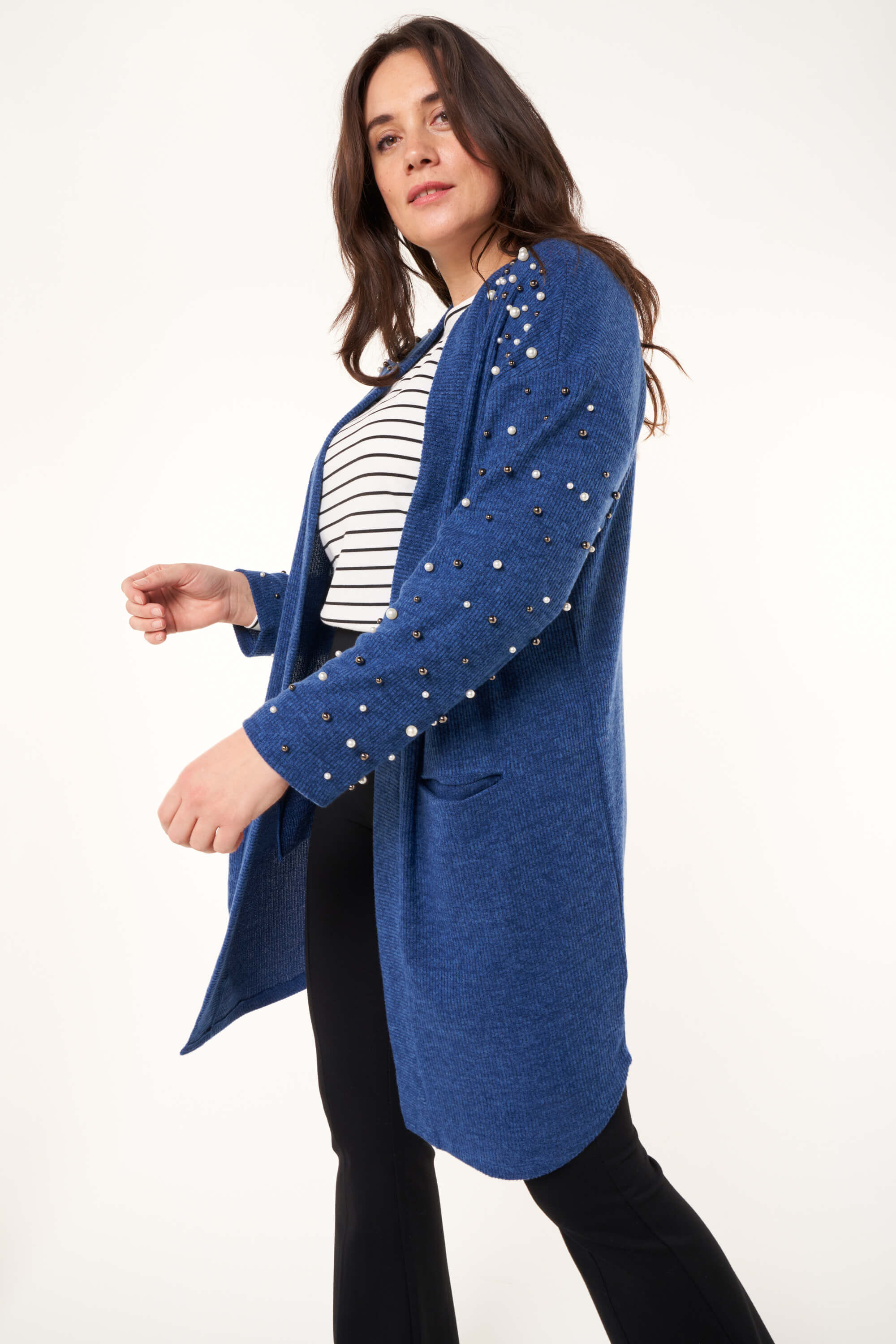 Offener Cardigan mit Perlen image number 5