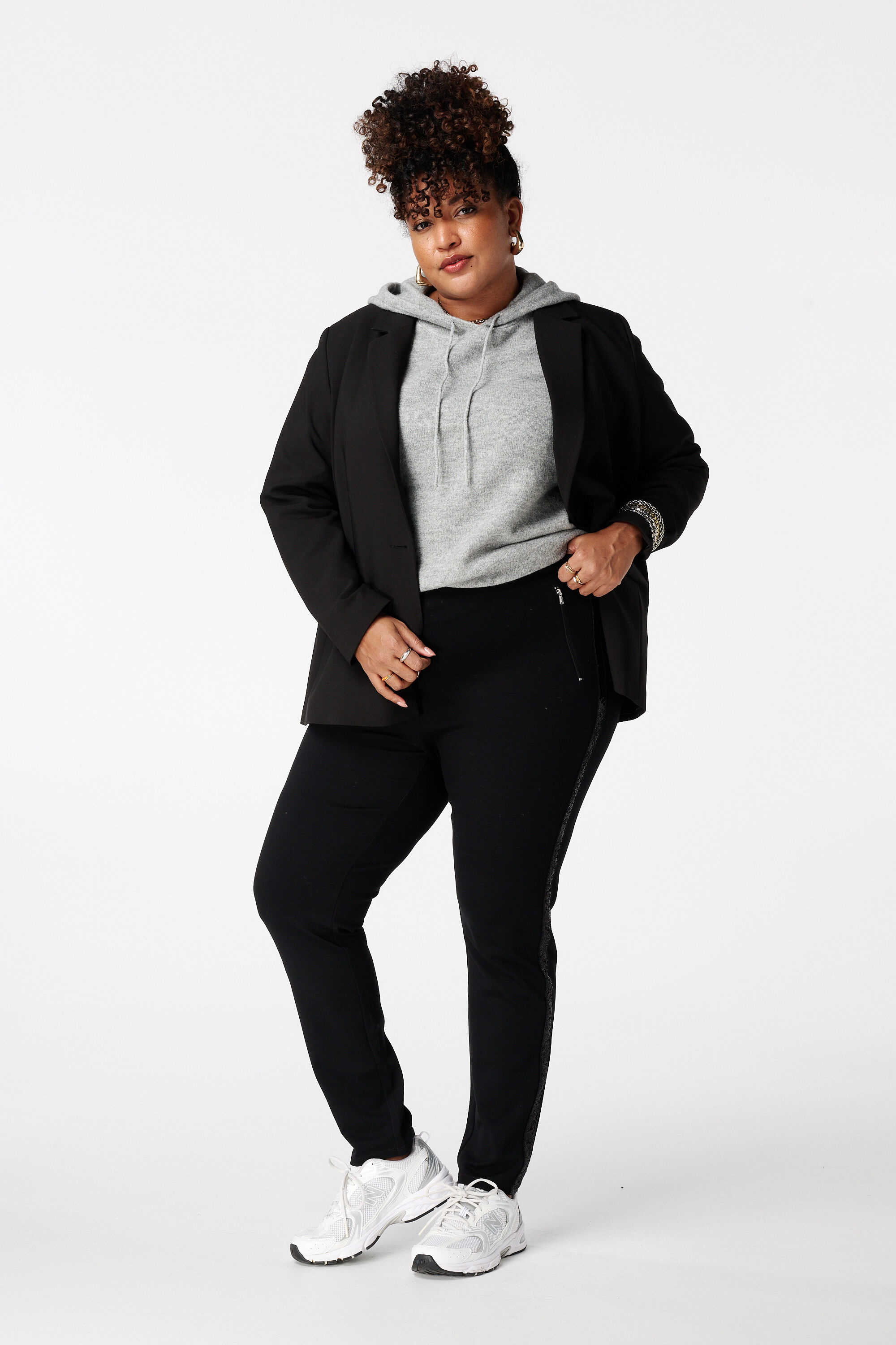 Skinny-Fit-Treggings mit Pailletten-Seitenstreifen