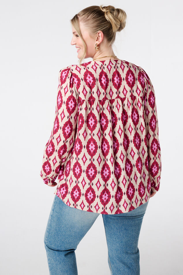 Bluse mit Print und Spulen image number 3