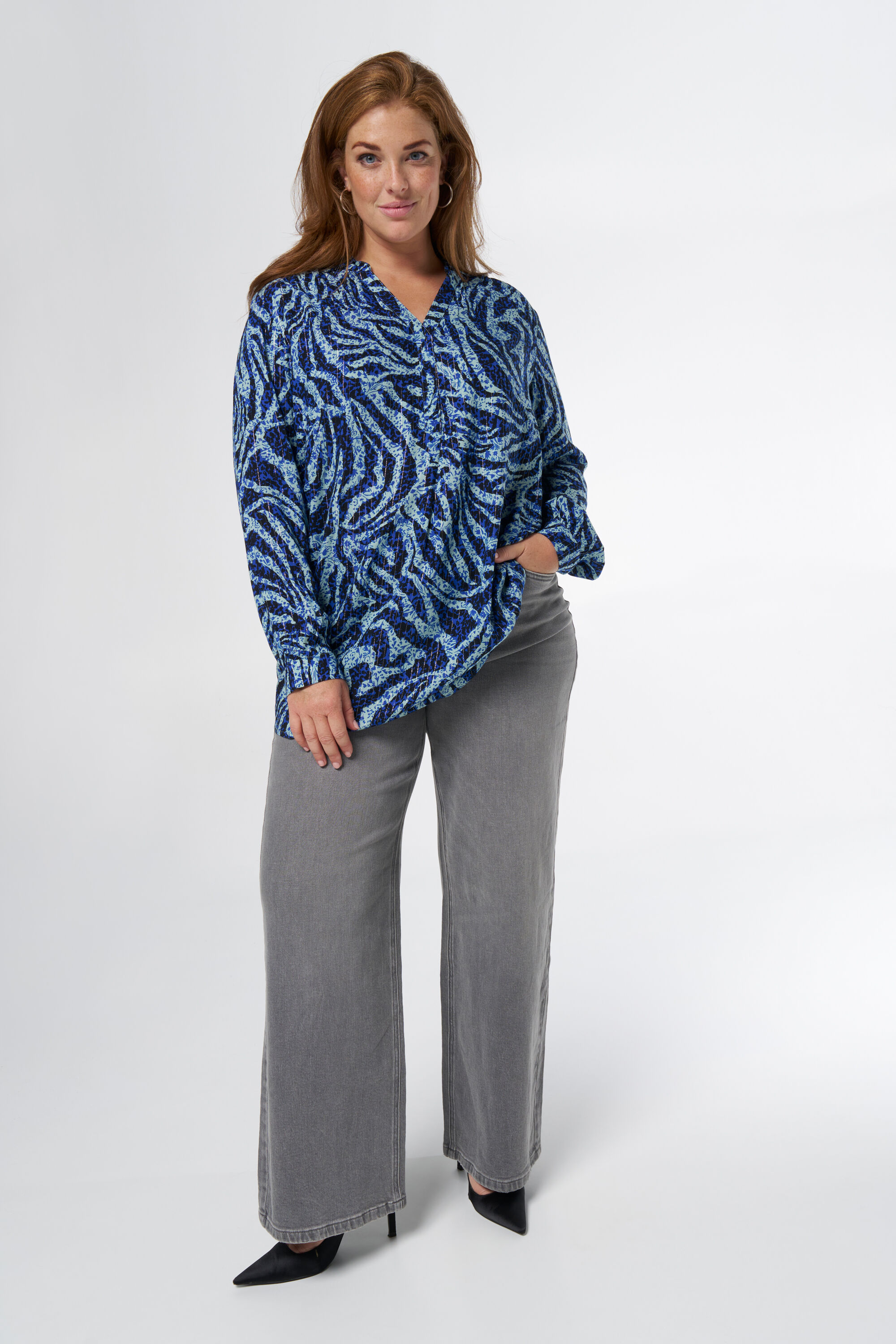 Bluse mit Druck und Lurex image number 5