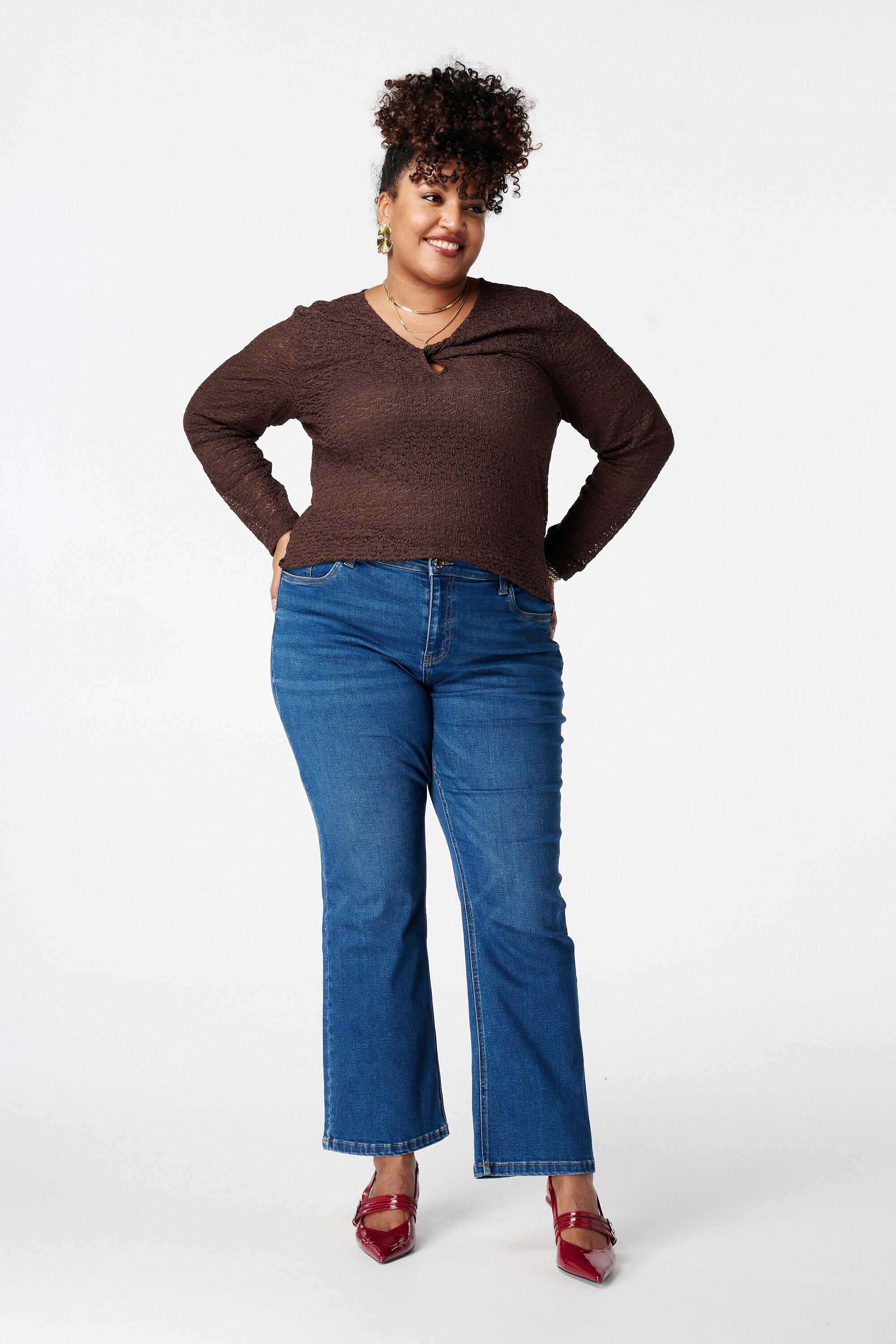 Straight Leg Jeans mit mittelhohem Bund