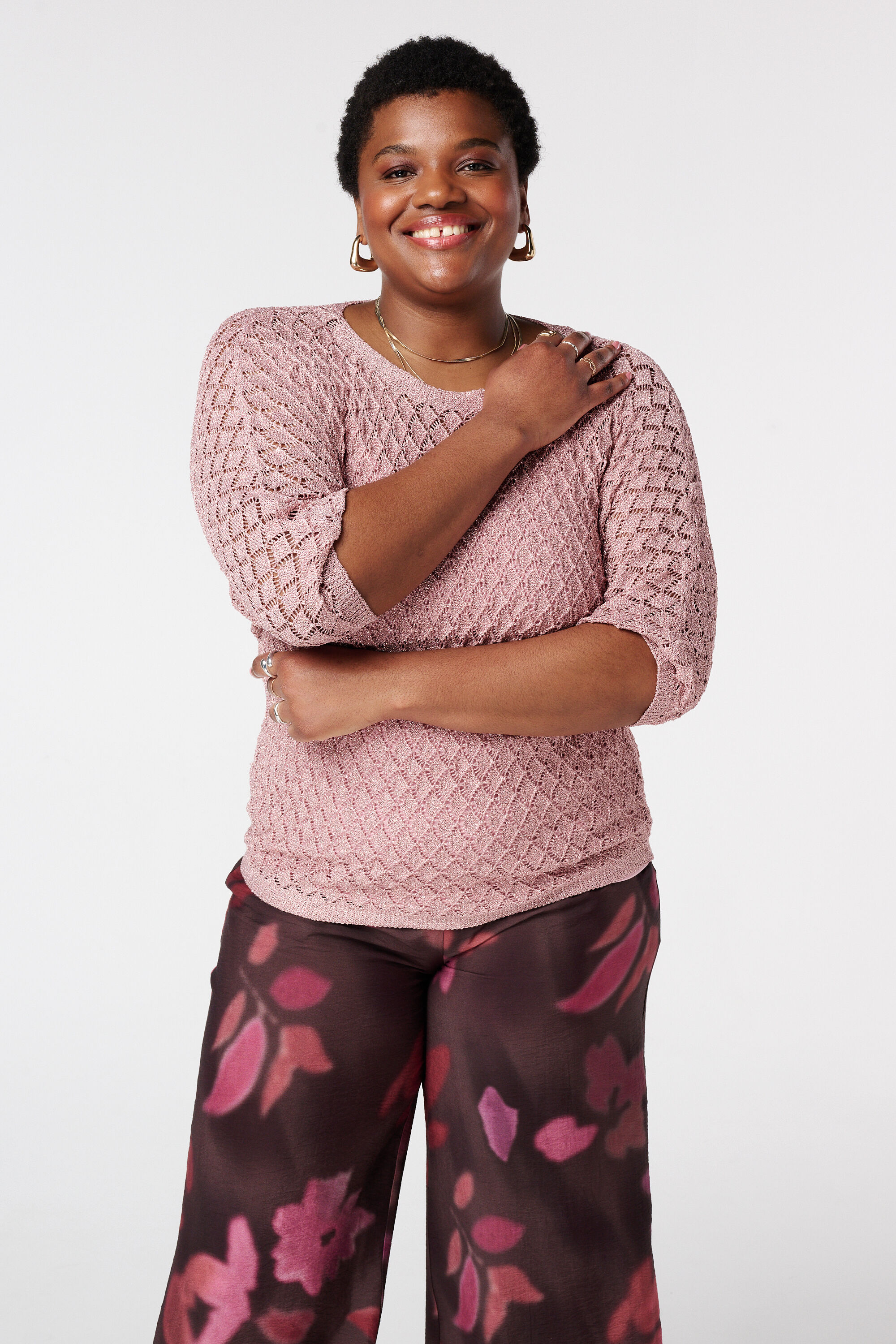 Geh&auml;kelter Pullover mit Lurex image number 0