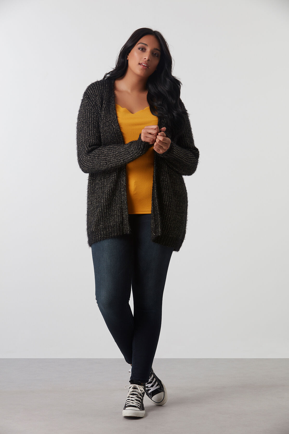 Grob gestrickter Cardigan mit Lurex image number 5