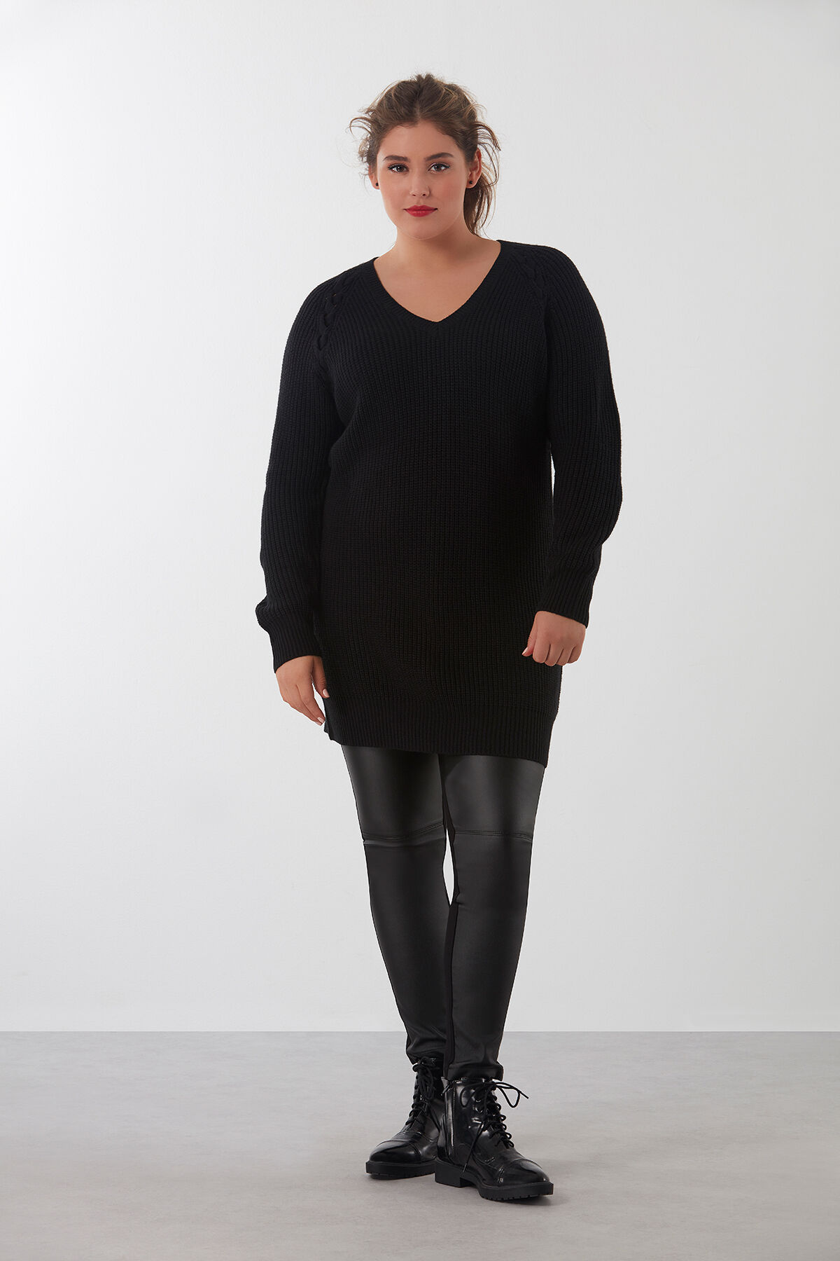 Leggings mit Kunstleder vorne image number 4