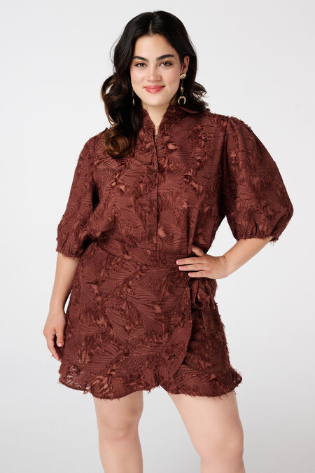 Bluse mit Struktur und Ballonärmeln Bluse mit Struktur und Ballonärmeln