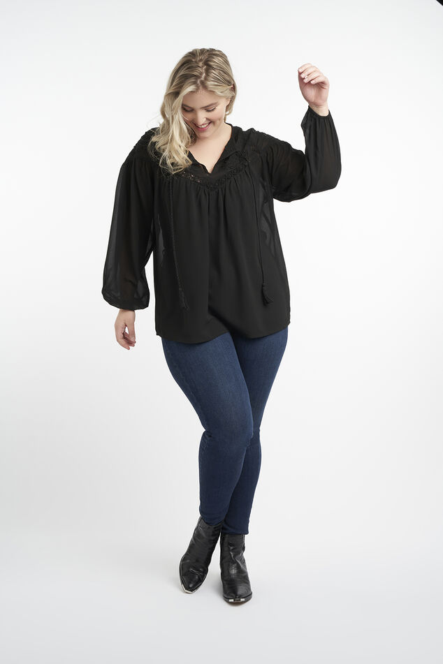 Bluse mit Spitzendetail  image number 5