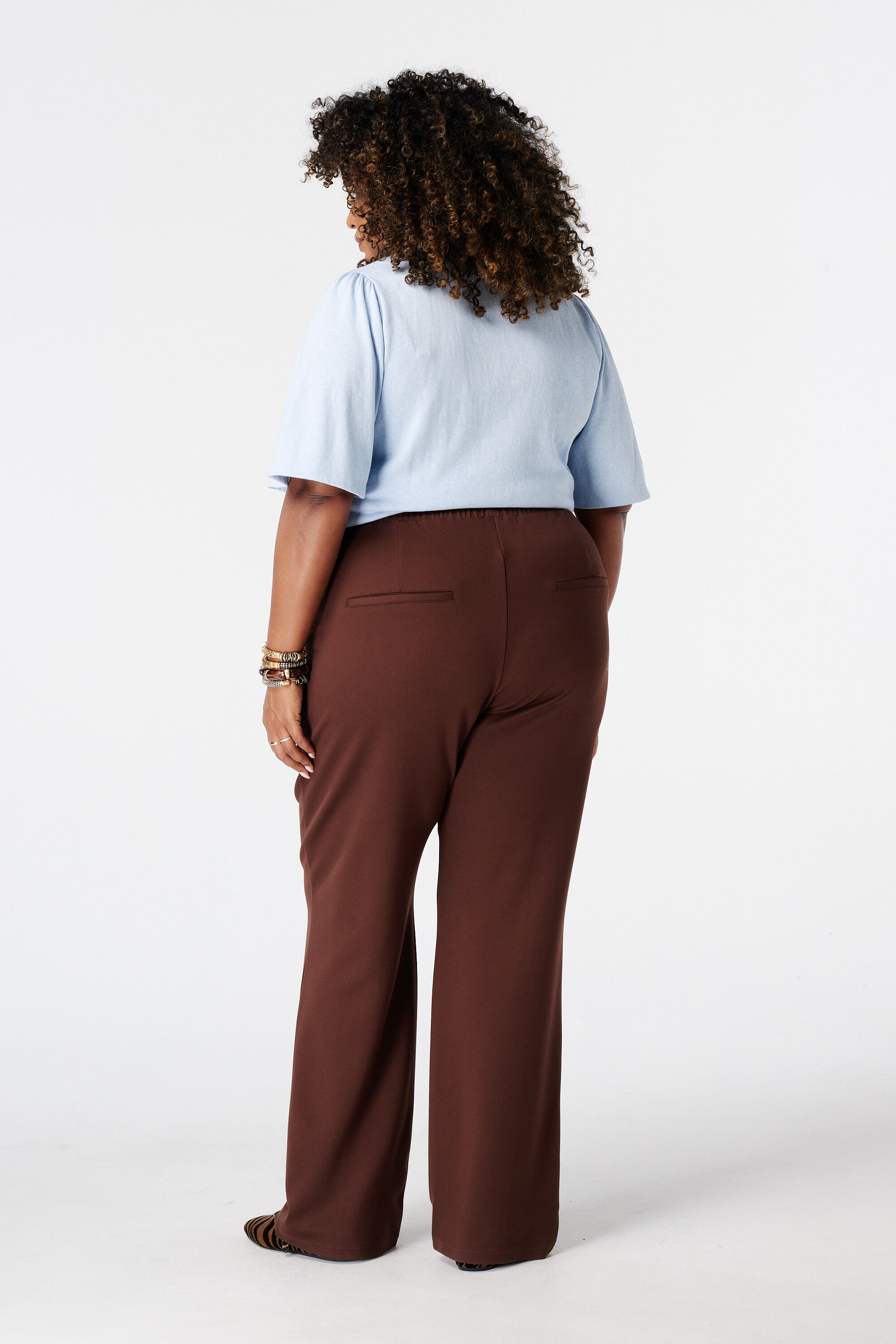 Wide Leg Stoffhose mit elastischem Bund image number 3
