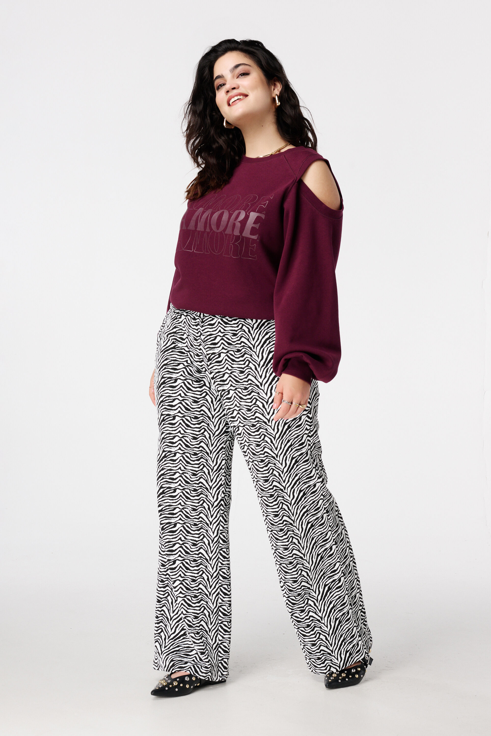 Weite Hose mit Zebra-Print image number 3