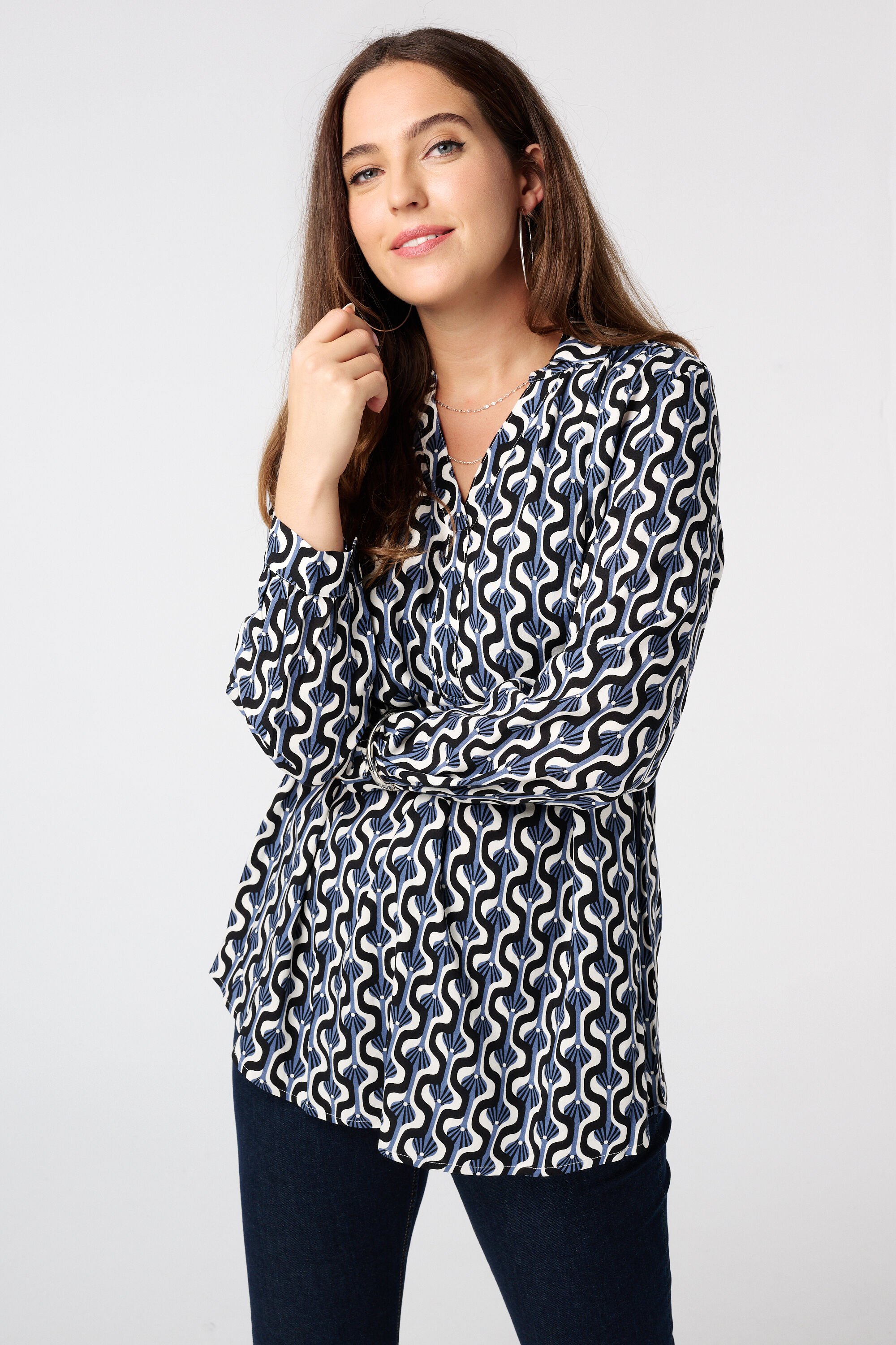 Oversized-Bluse mit Print