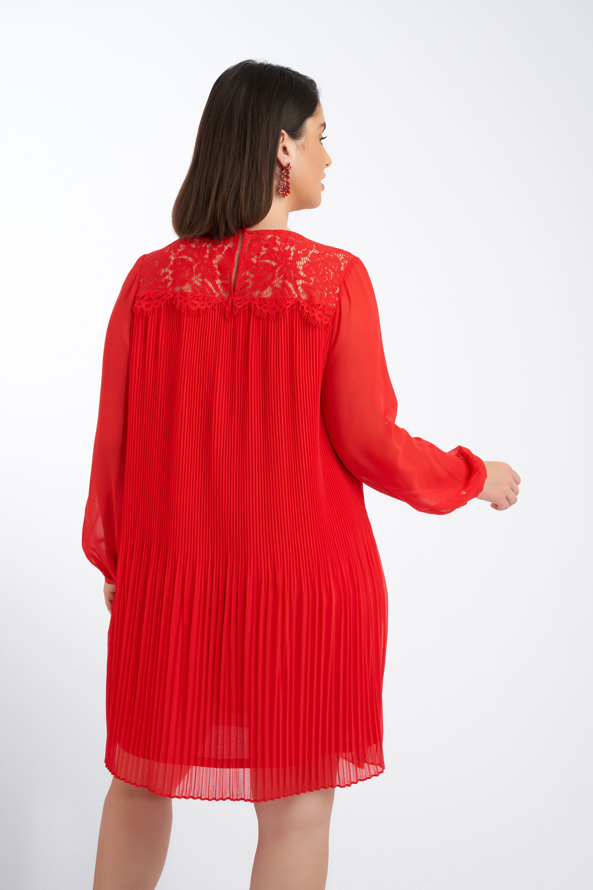 Plissee-Kleid mit Spitze image number 3