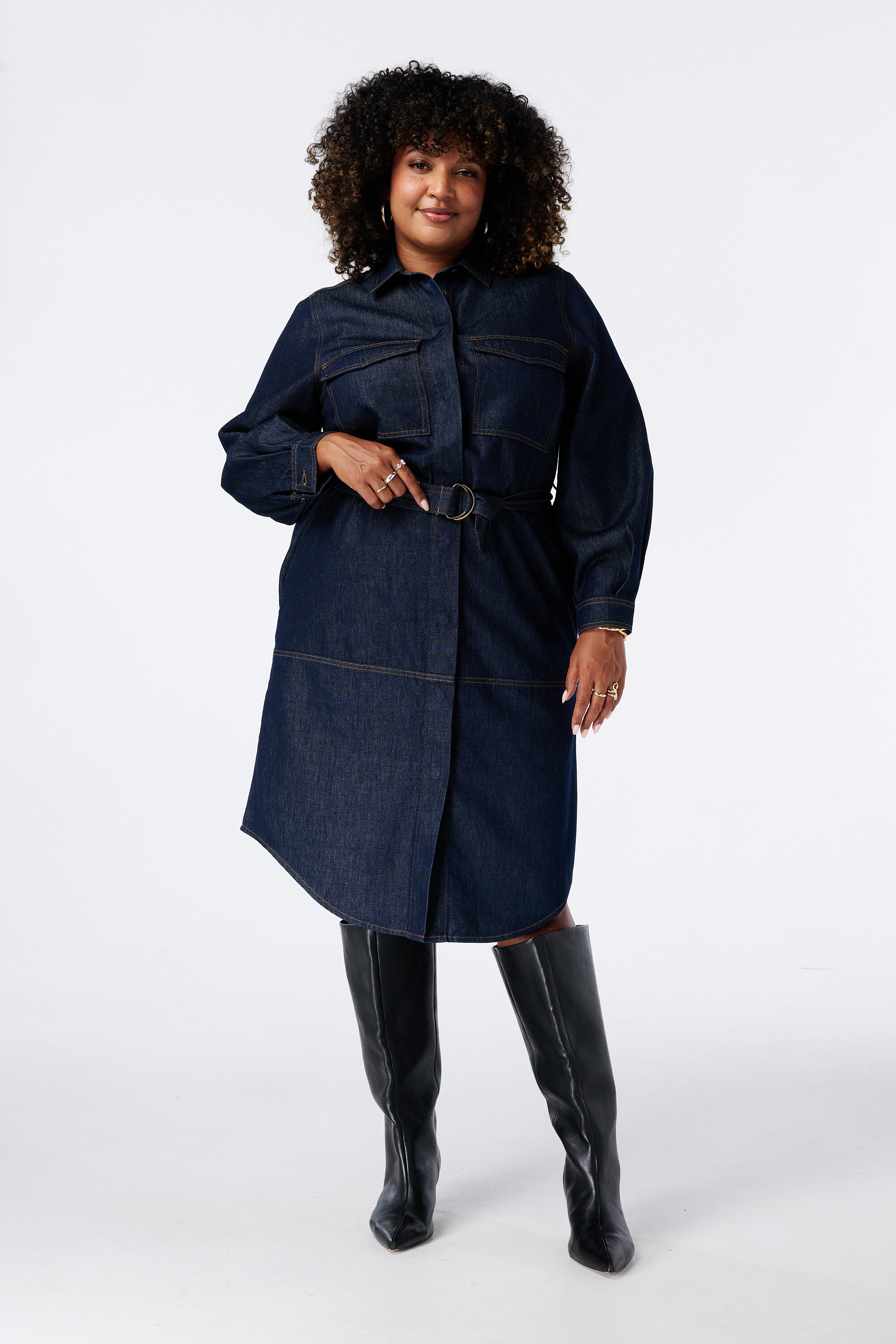 Denim kleid mit G&uuml;rtel image number 5