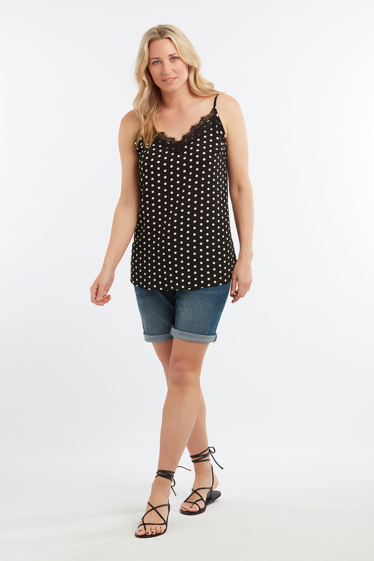 &Auml;rmelloses Top mit Punktmuster image number 3