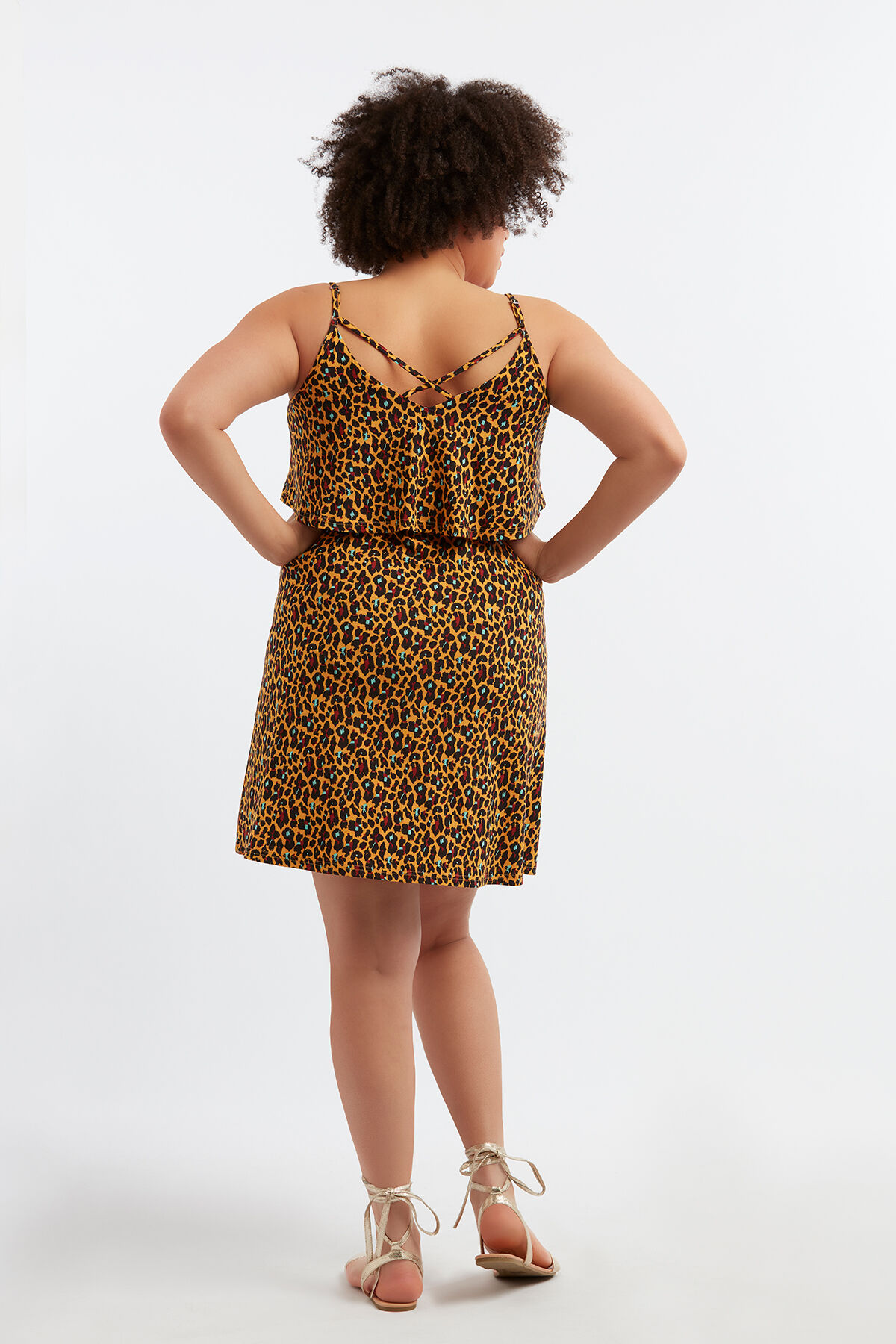 &Auml;rmelloses Kleid mit Animal-Print image number 3