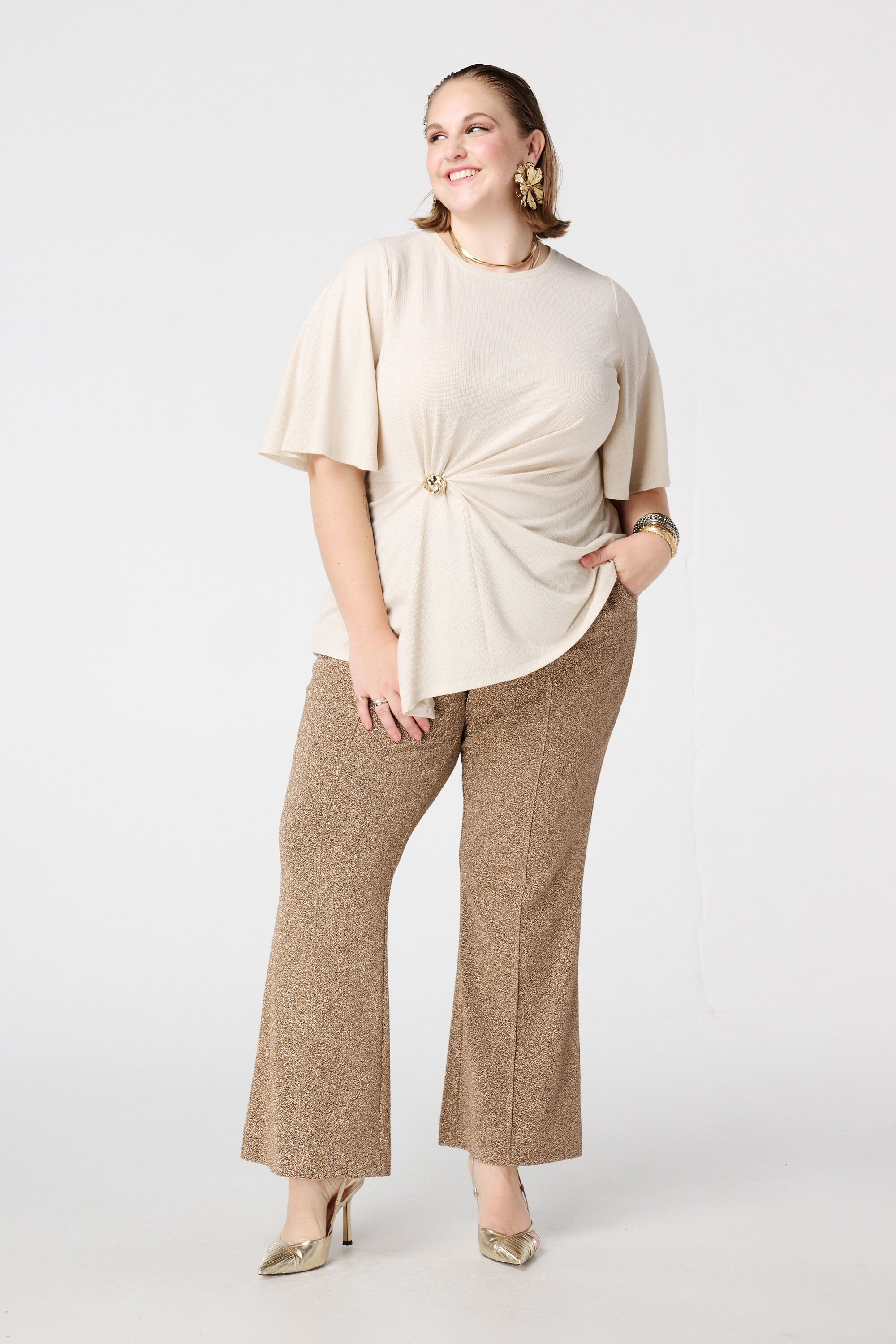 Drapiertes Oberteil mit goldener Schnalle image number 5