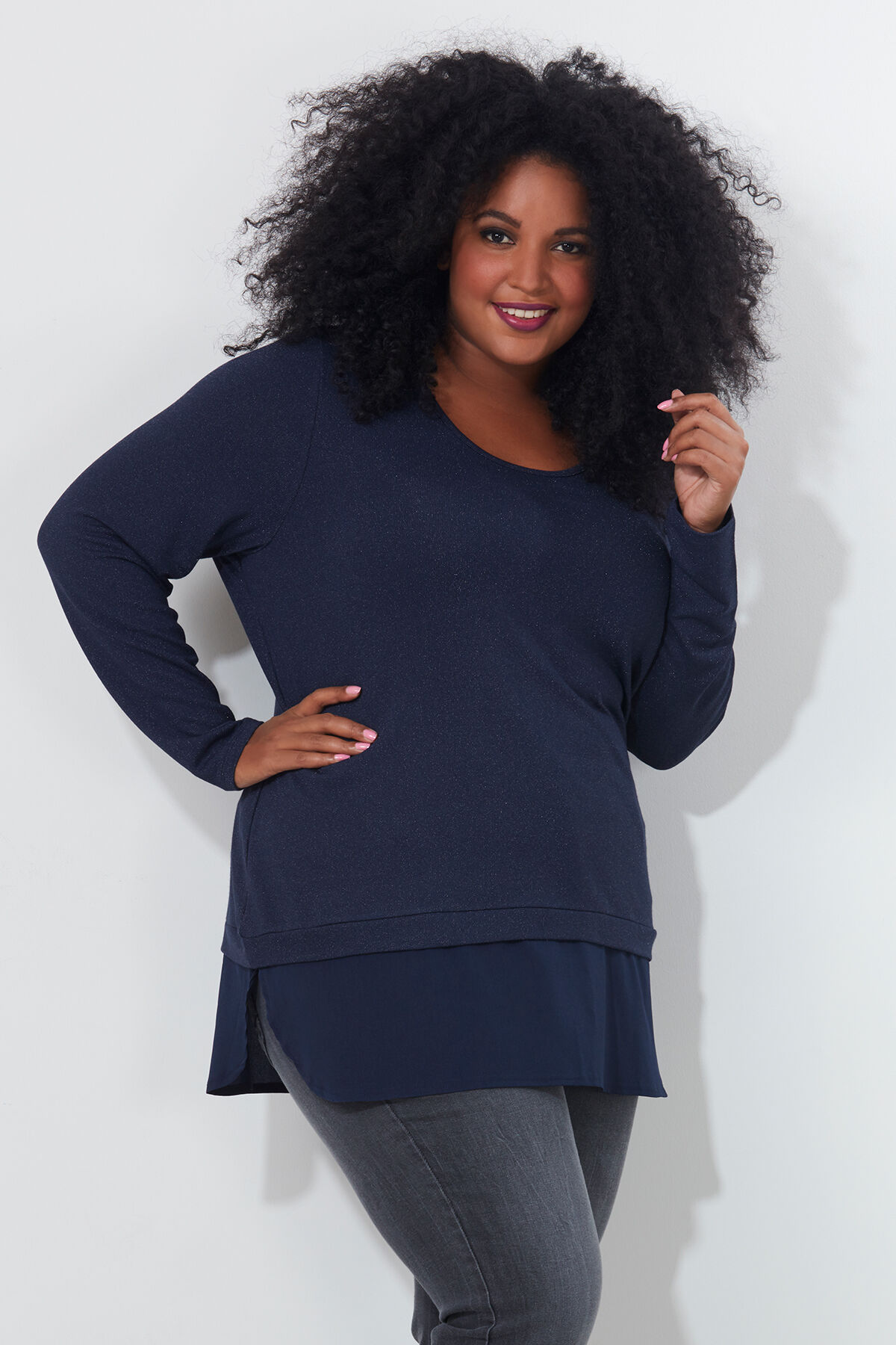 T-Shirt mit Chiffon-Saum image number 0