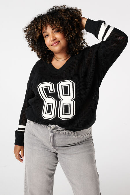 Fein gestrickter College-Pullover Fein gestrickter College-Pullover