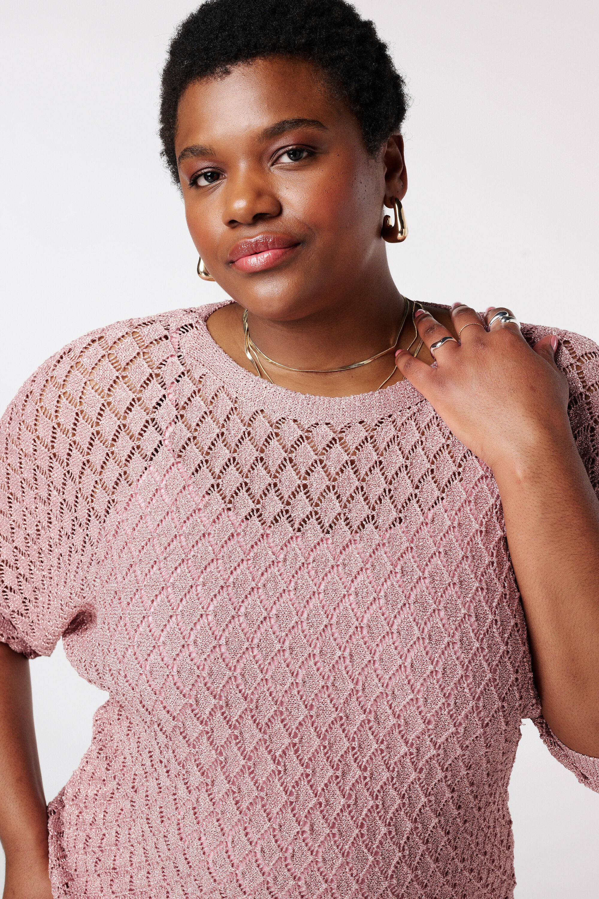 Geh&auml;kelter Pullover mit Lurex image number 4