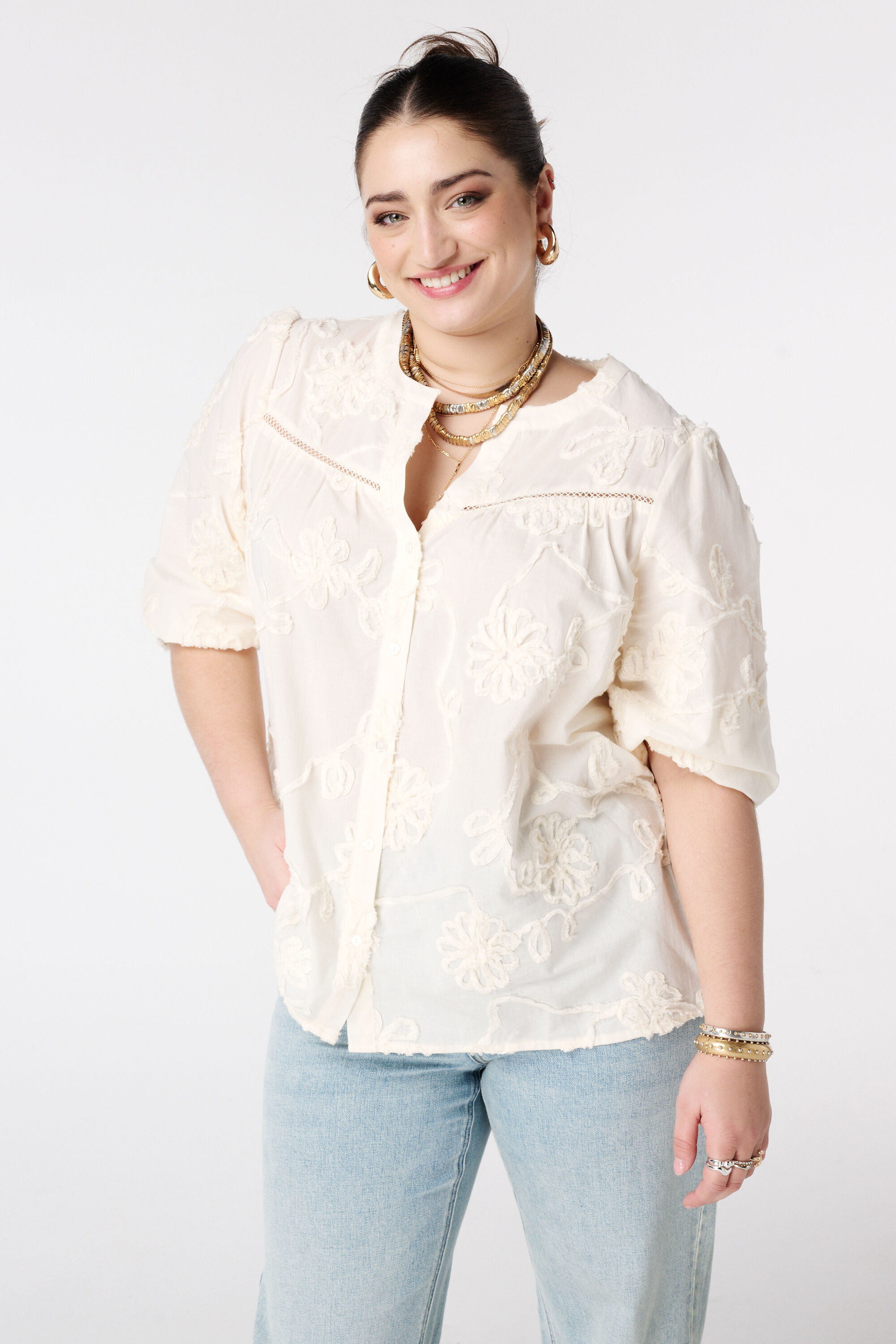 Bluse mit 3D-Blumenprint