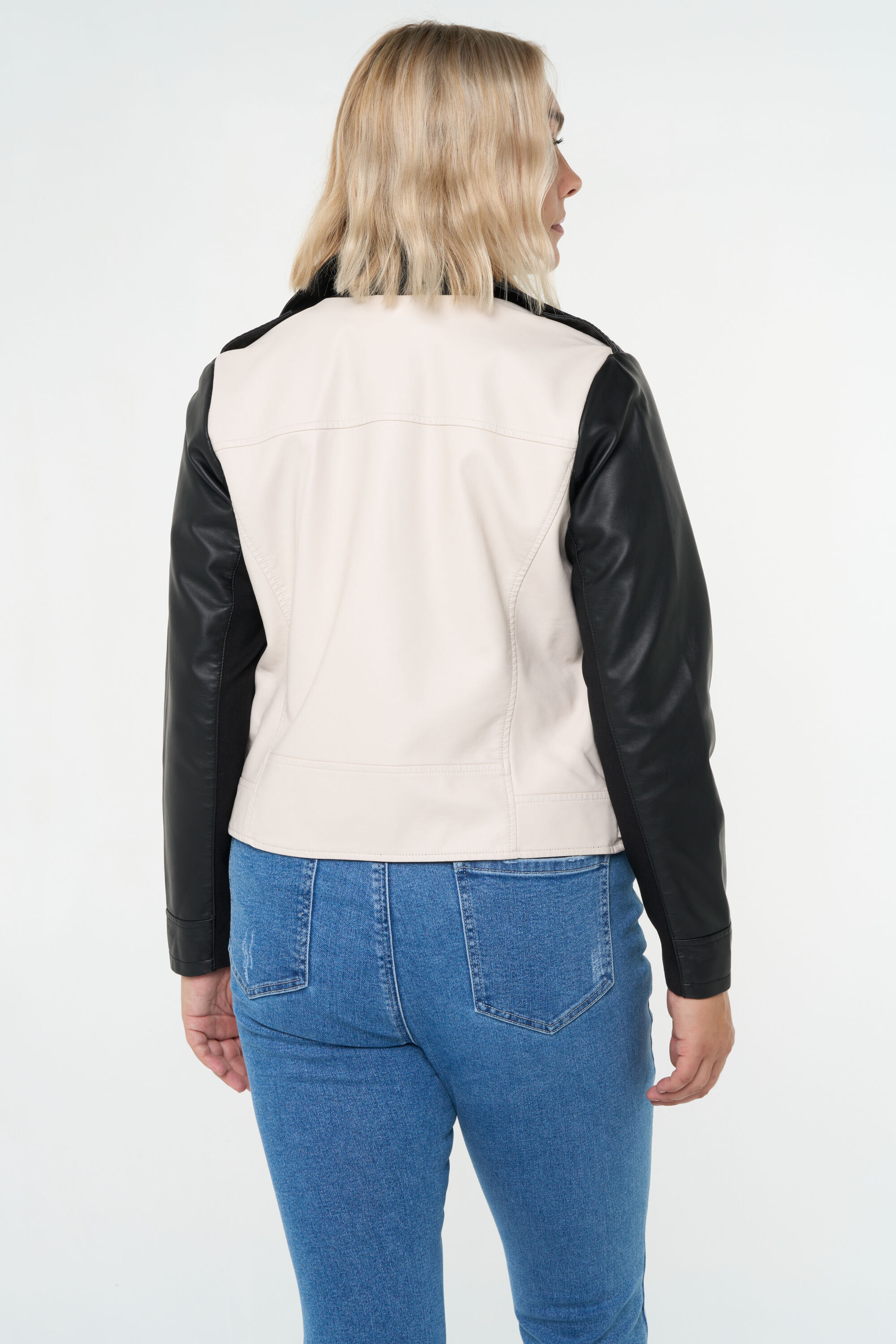 Zweifarbige Bikerjacke  image number 4