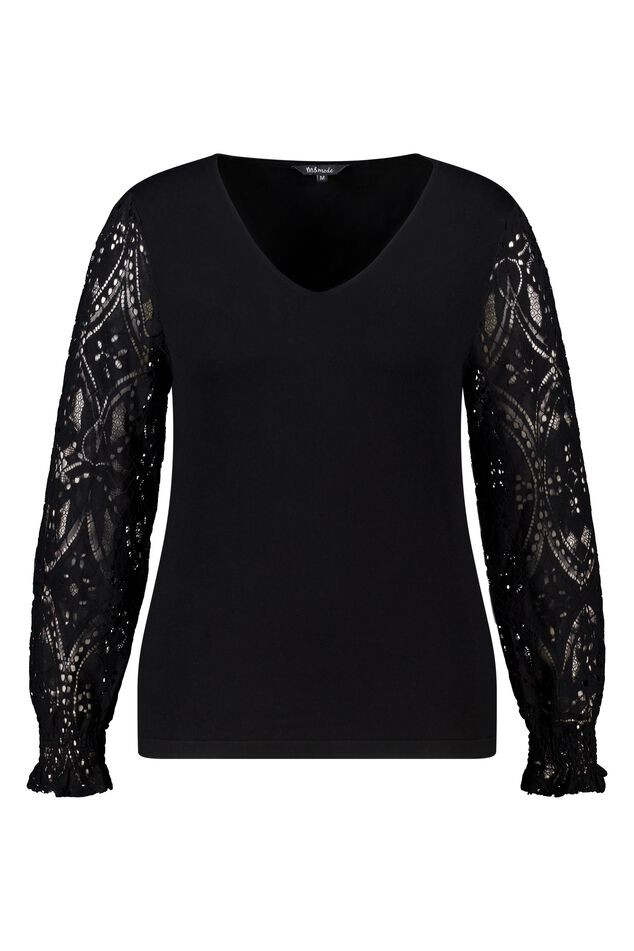 Top mit Spitzenärmeln image number 1