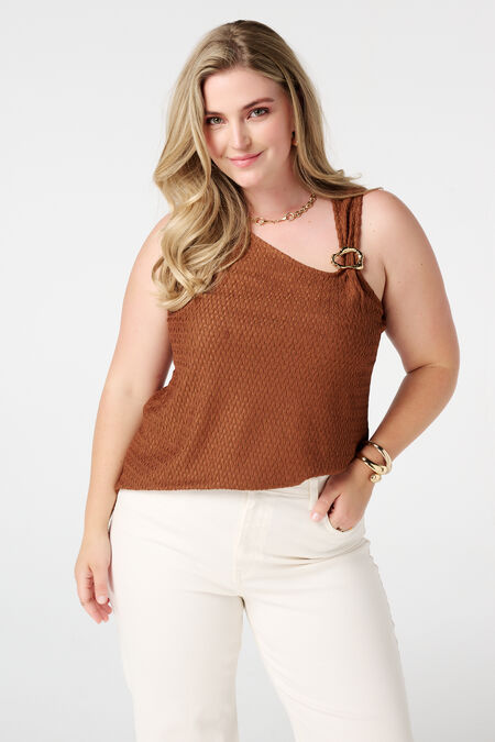 Asymmetrisches Top mit dekorativem Detail Asymmetrisches Top mit dekorativem Detail