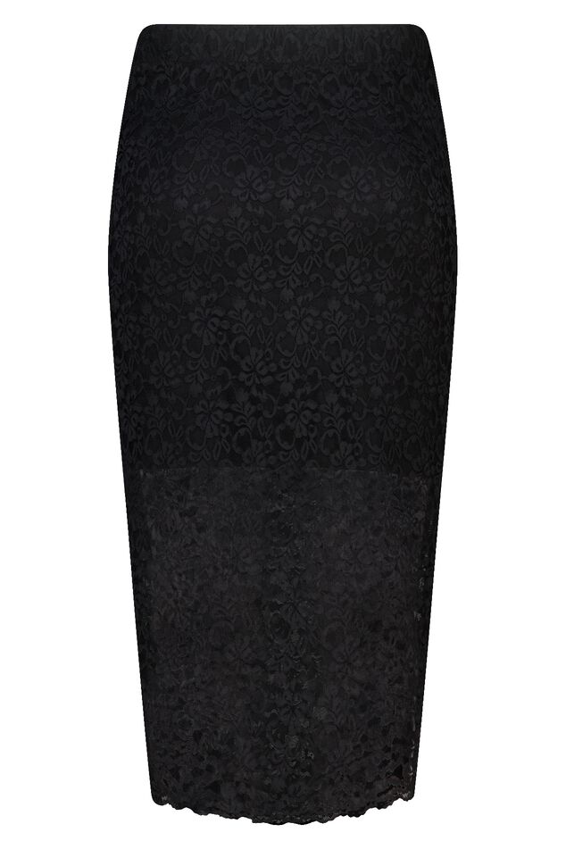 Spitzen-Midirock mit Unterrock image number 2